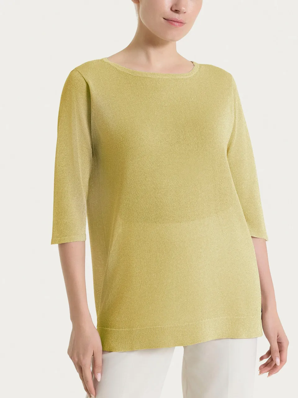 Ragno Crêpe Lurex maglia barchetta Khaki manica 3/4