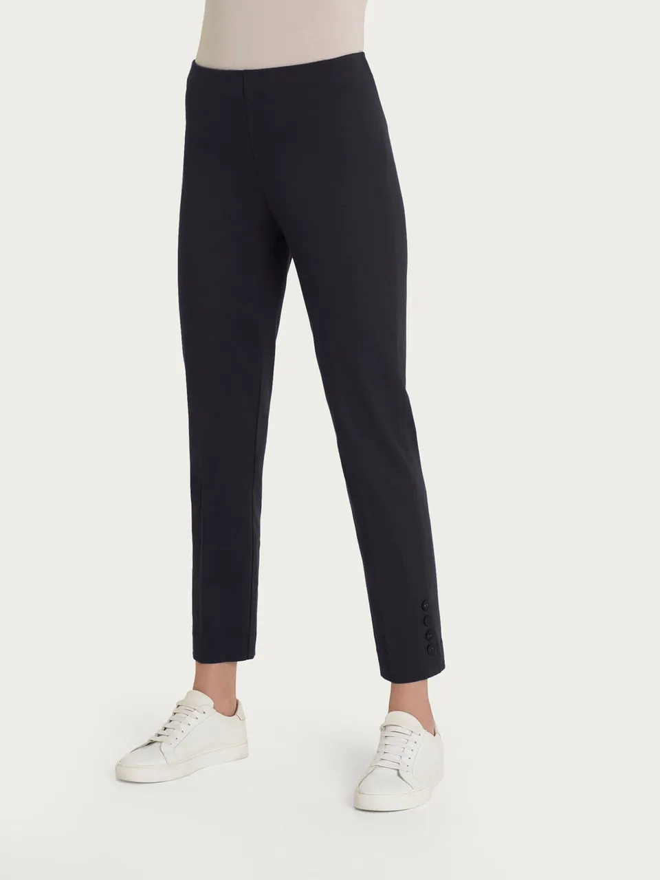 Ragno Satin Power pantaloni capri neri skinny con bottoni