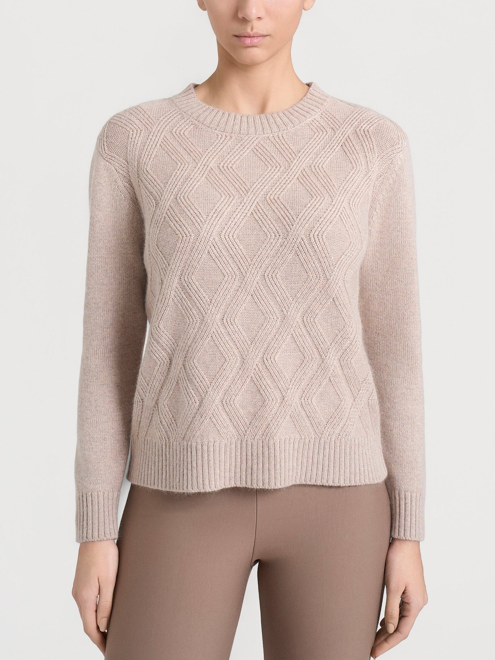 Ragno Natural Soft Maglia Girocollo Trecce Zenzero Melange