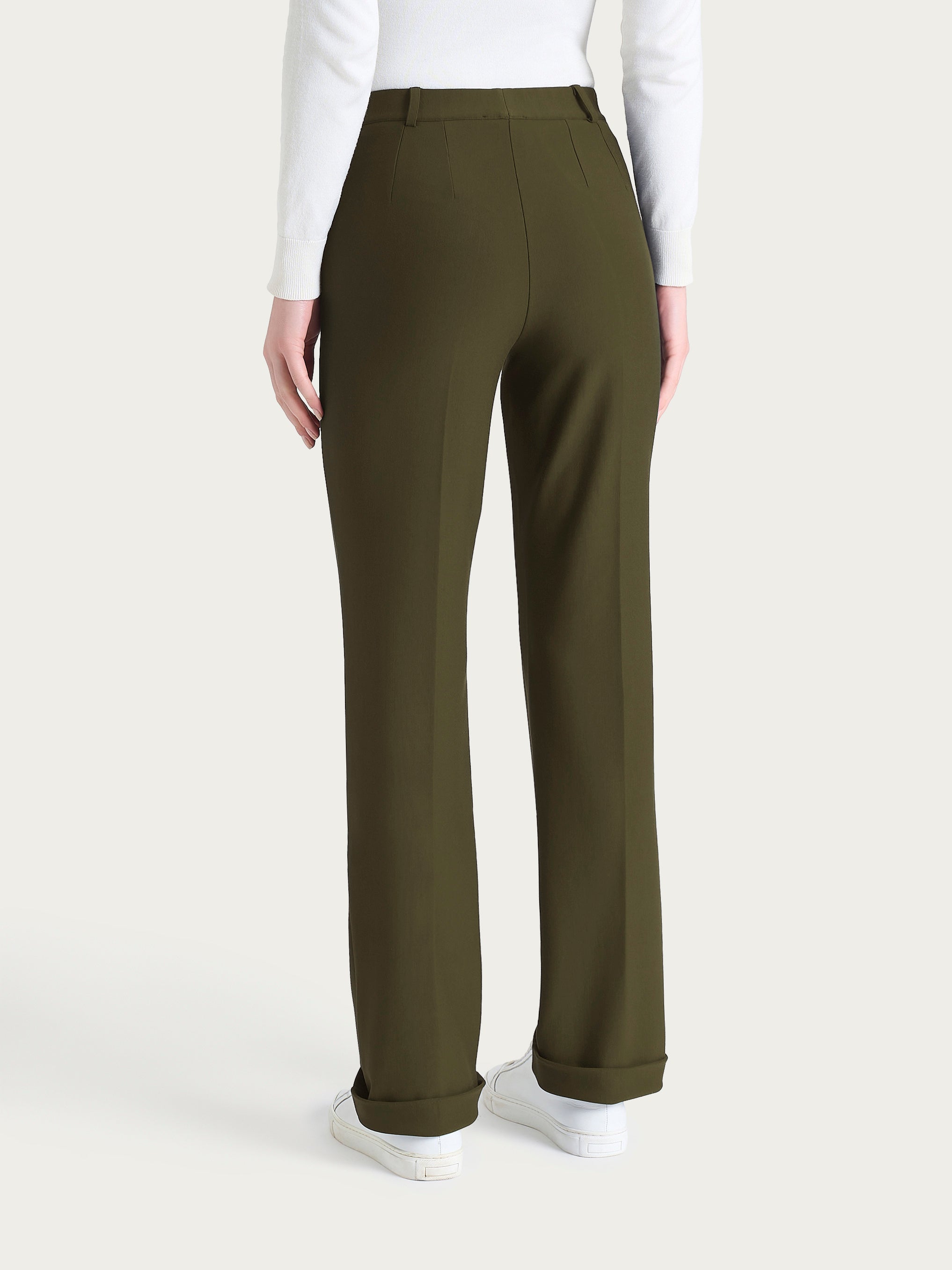 Ragno Compact The Wide Leg pantalone largo verde Dark Olive