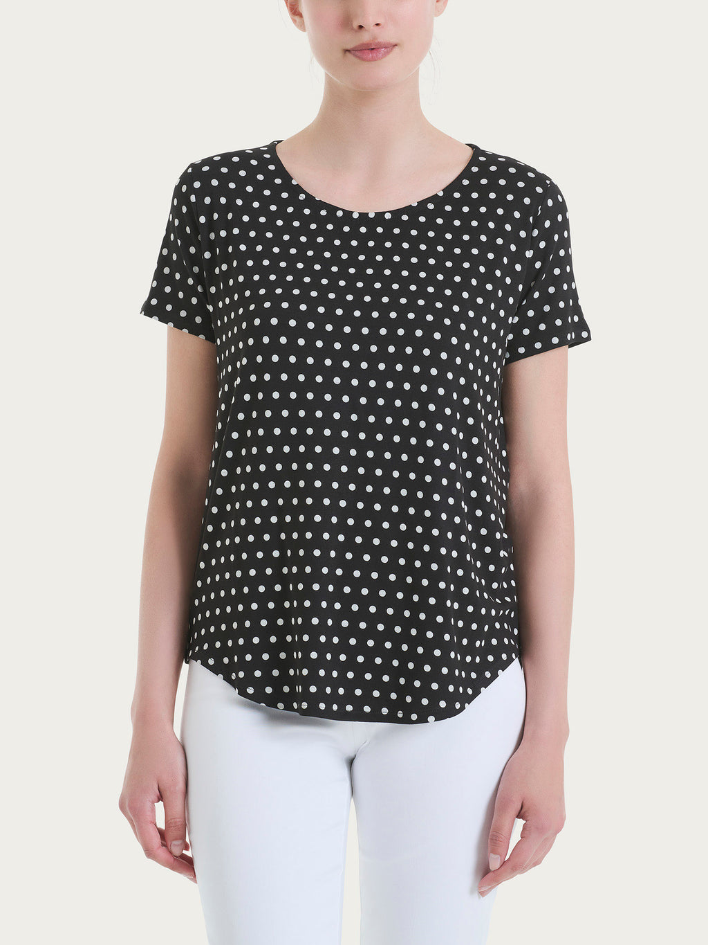 Ragno Viscose Summer t-shirt pois manica corta nera morbida