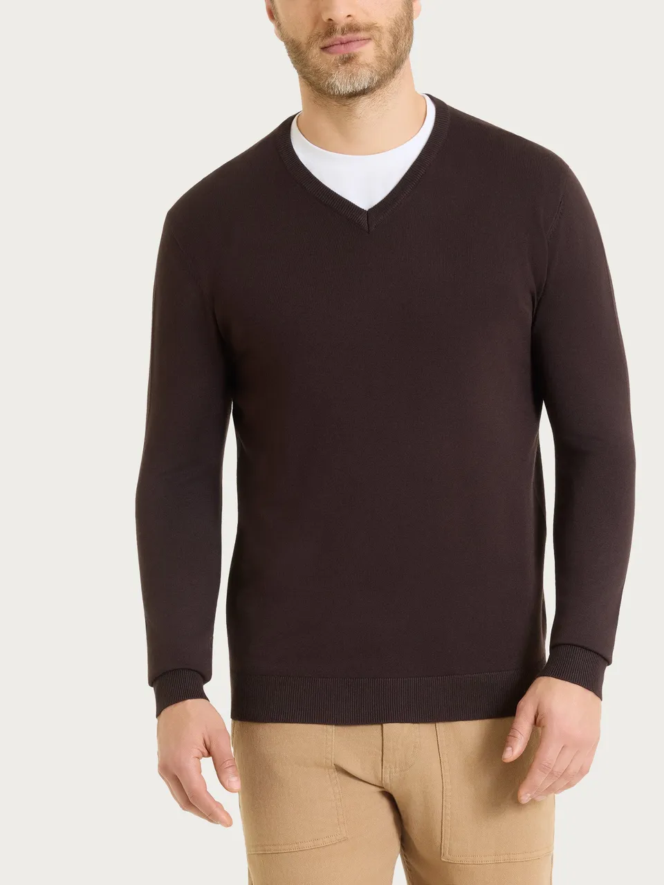 Ragno Four Seasons pull scollo V Chocolate Torte uomo viscosa