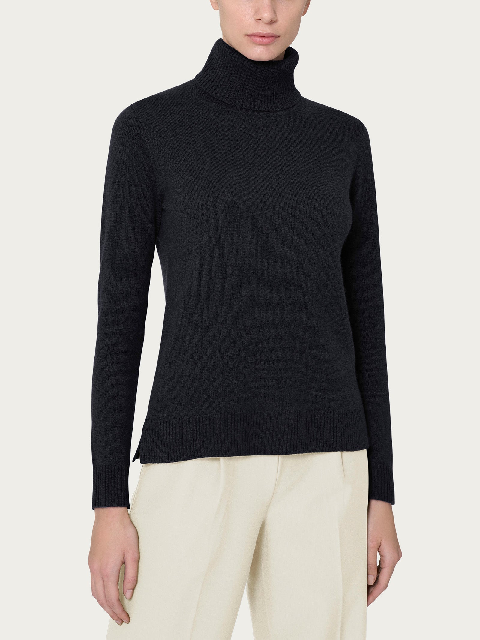 Ragno Cashmerino dolcevita maglia collo roule nero