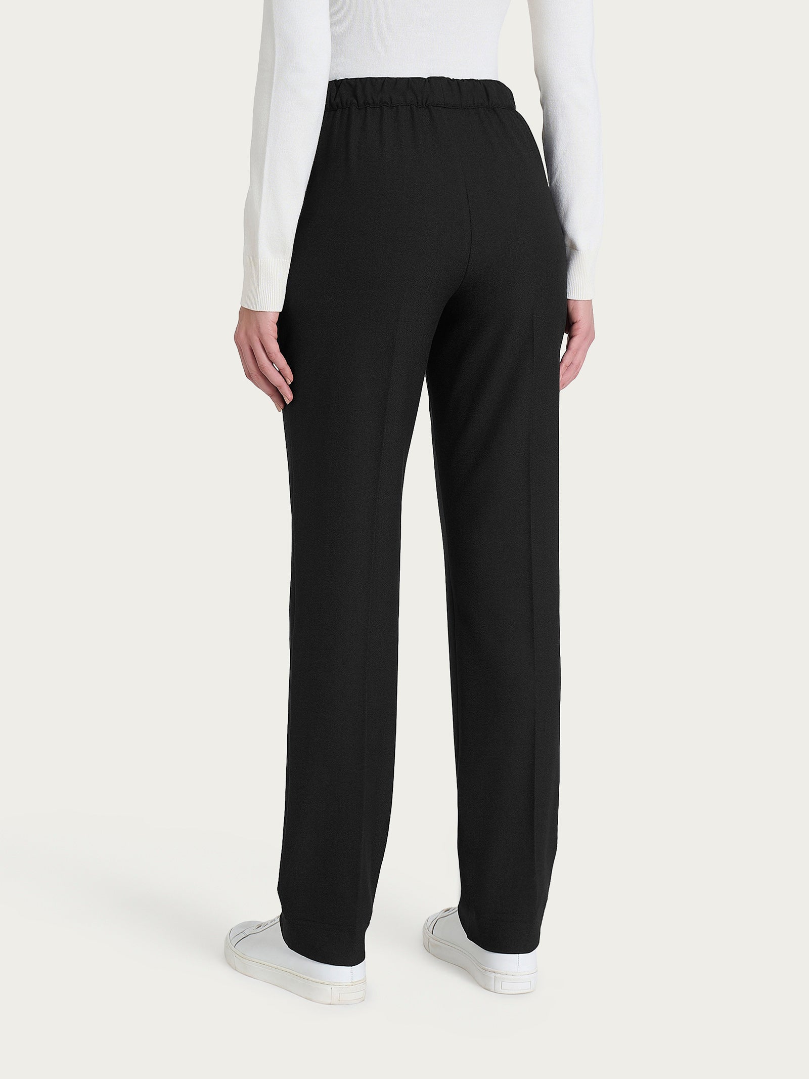 Ragno Pantalone Dritto Tasche Donna Nero Flannel Twill