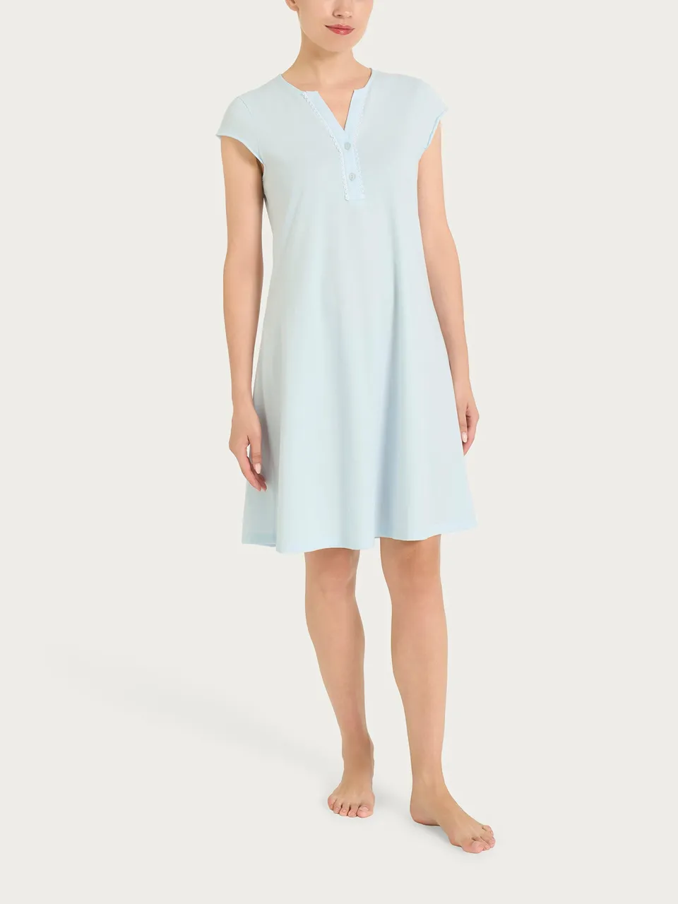 Ragno Jersey Cotone Camicia Notte Serafino camicia country air