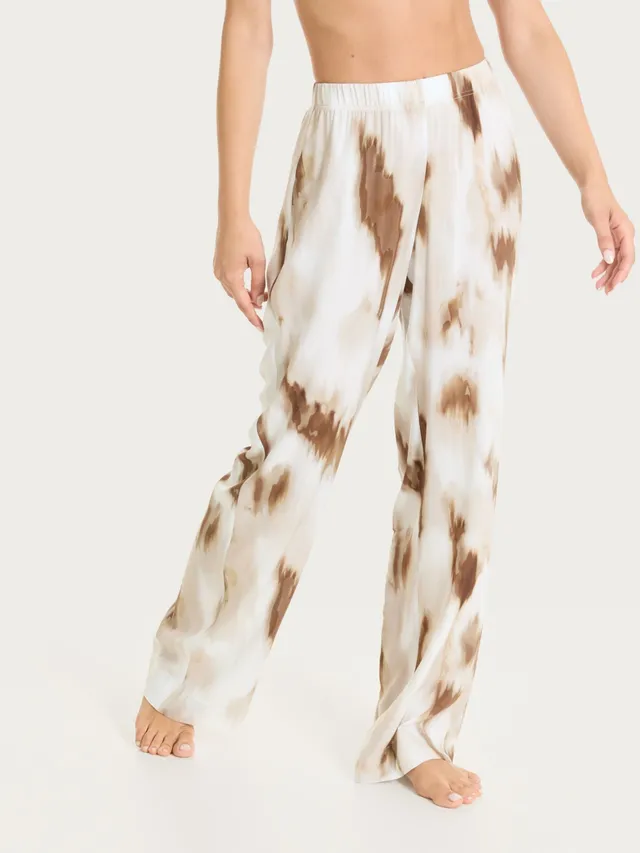 Ragno Ecoseta Pantalone Ampio Marrone Fantasia Marmo