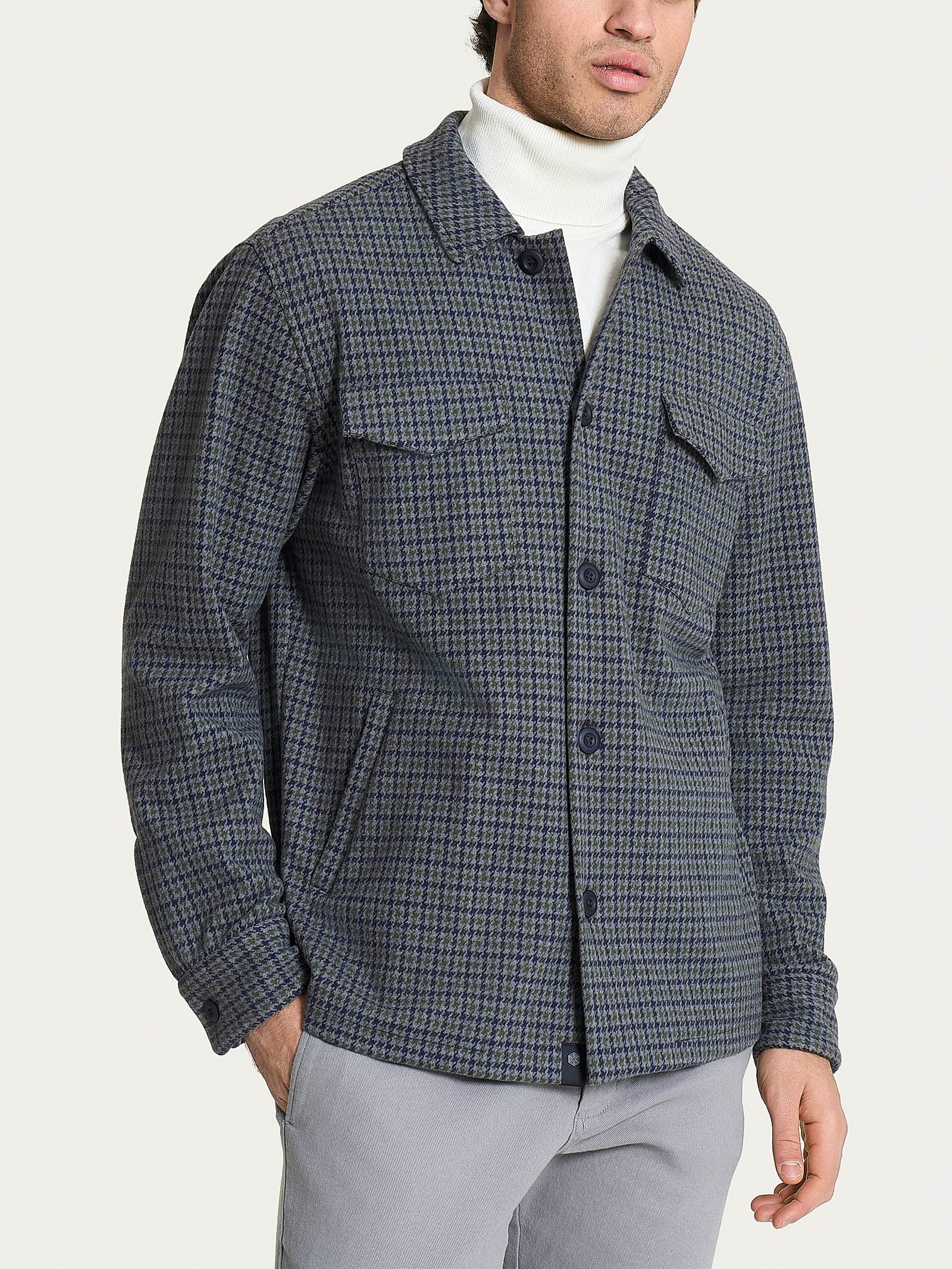 Ragno Jacquard Shacket Kombu Green Misto Cotone