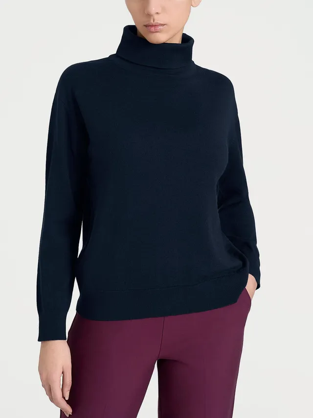 Ragno Merino Soft Maglia Collo Ciambella Bleu pura lana