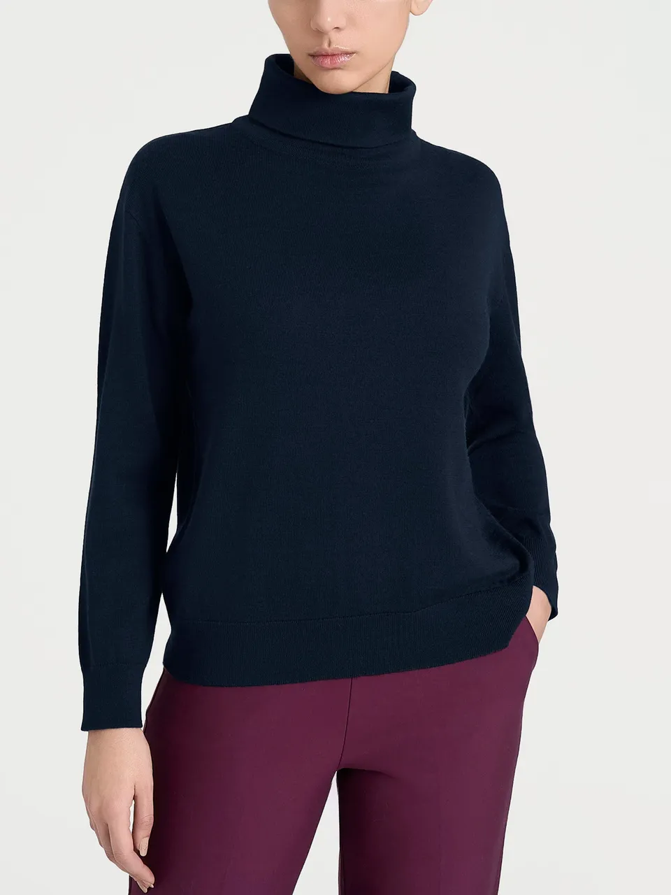 Ragno Merino Soft Maglia Collo Ciambella Bleu pura lana
