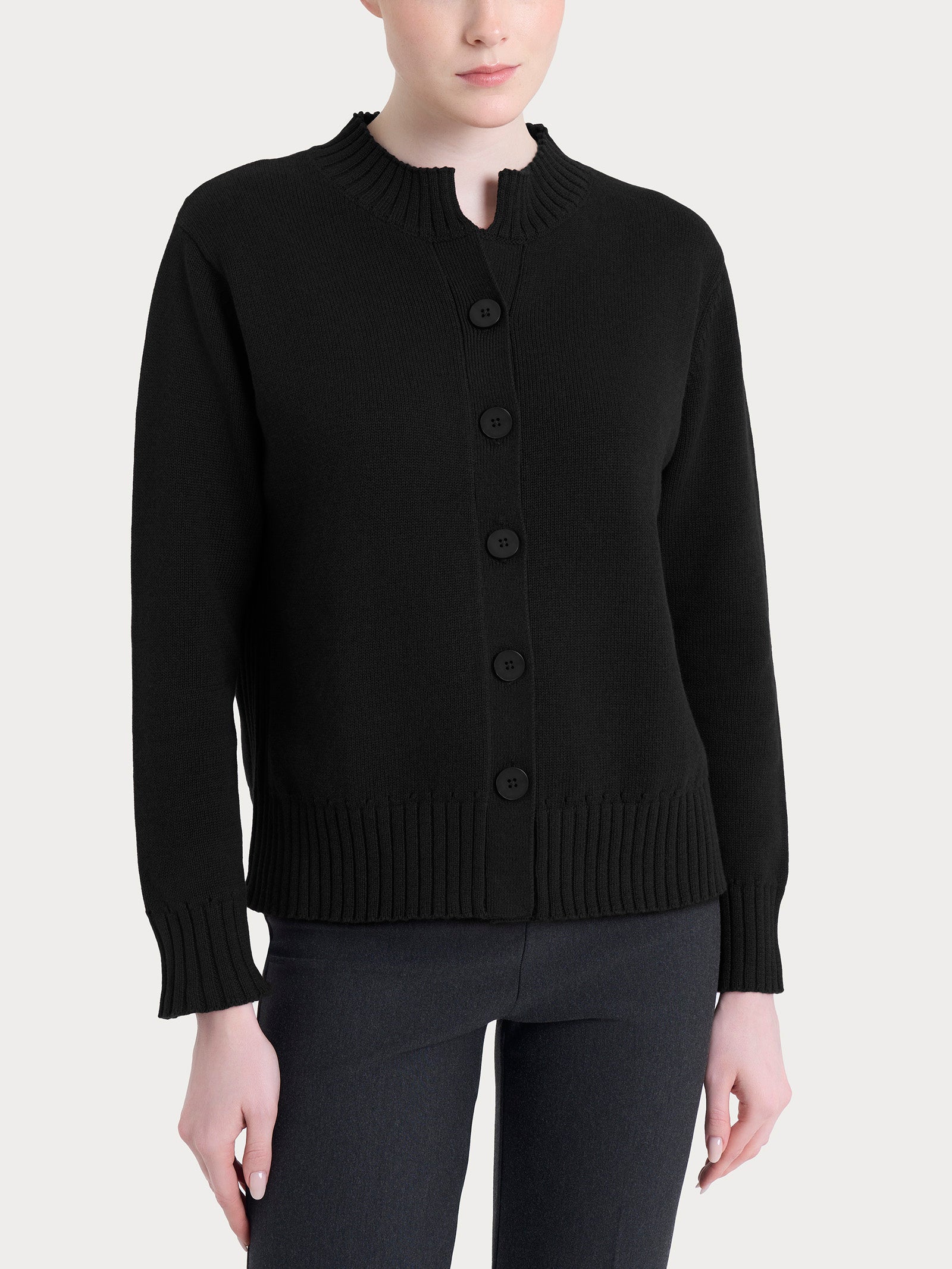 Ragno Winter Cotton cardigan corto bottoni nero mel puro cotone