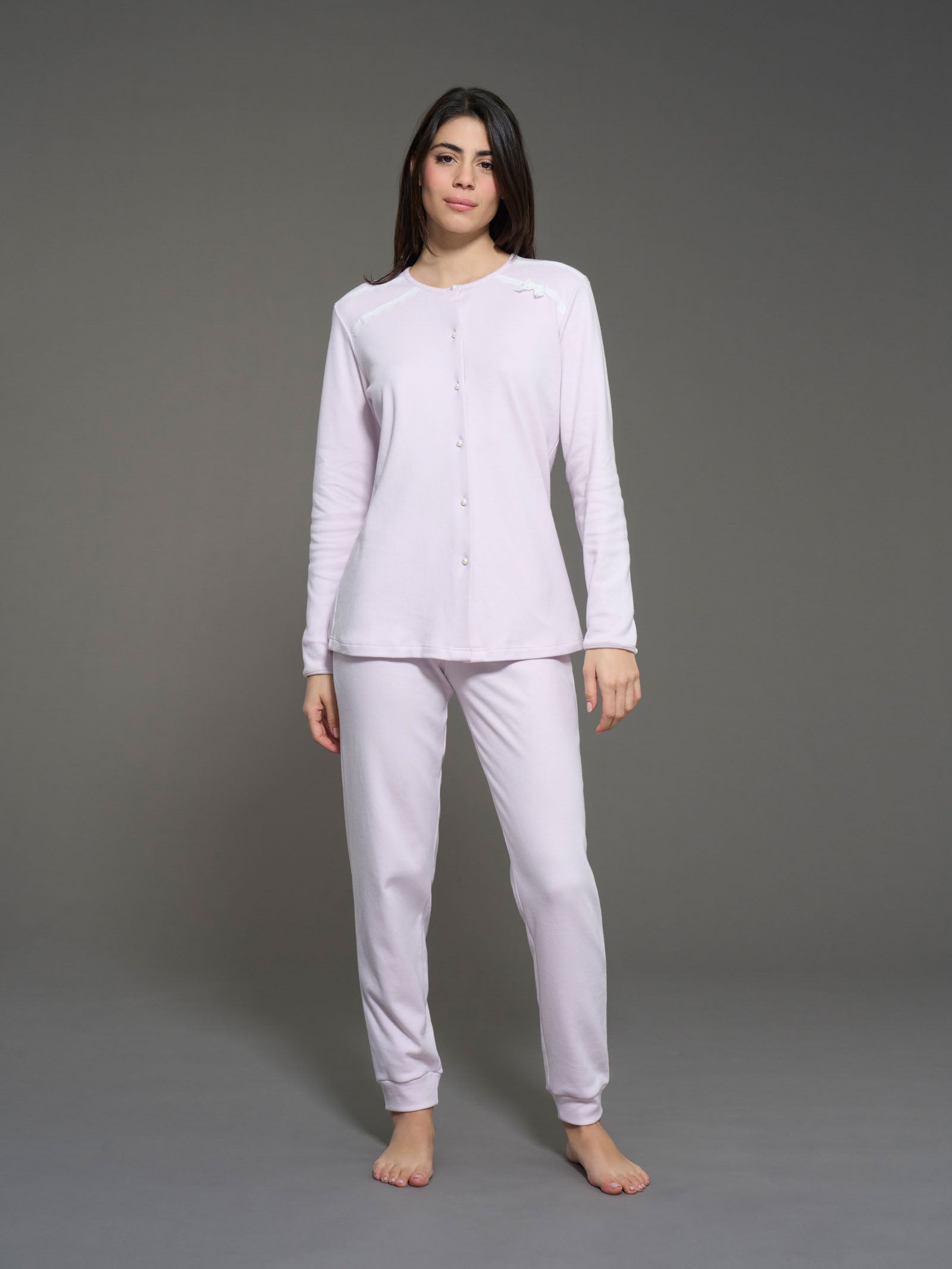 Ragno Jersey Cotone pigiama aperto Lavender Fog cotone
