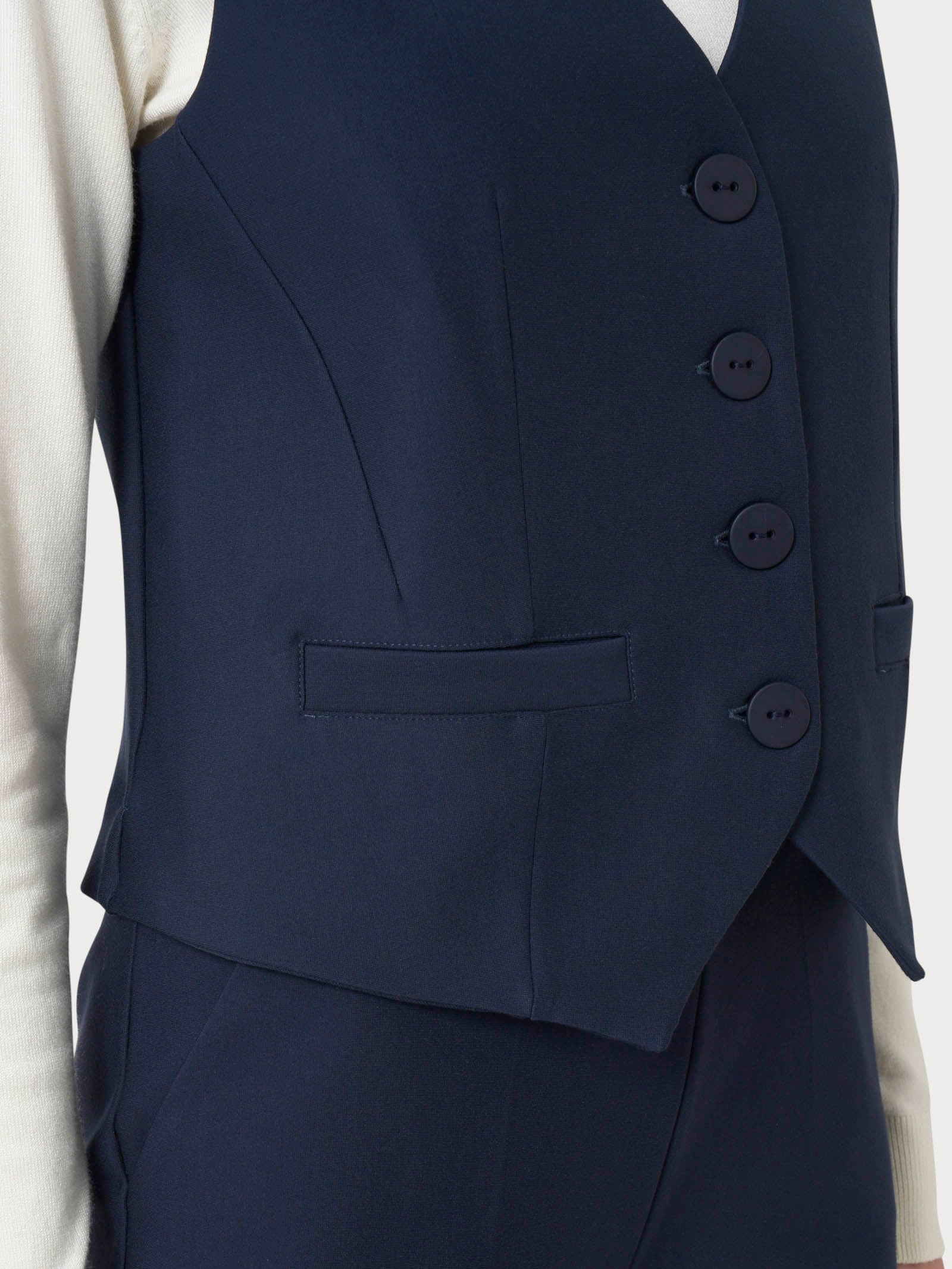 Ragno Compact gilet 4 bottoni punto Milano blu regular