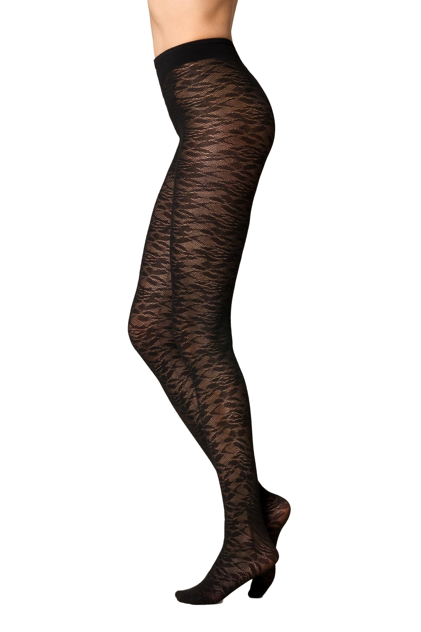 Goldenpoint Collant Effetto Pizzo Donna Nero taglia L coprente