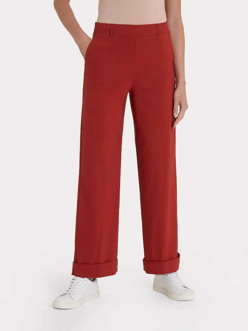 Ragno Super Fresh Pantalone Ampio Wide Leg Red Ochre