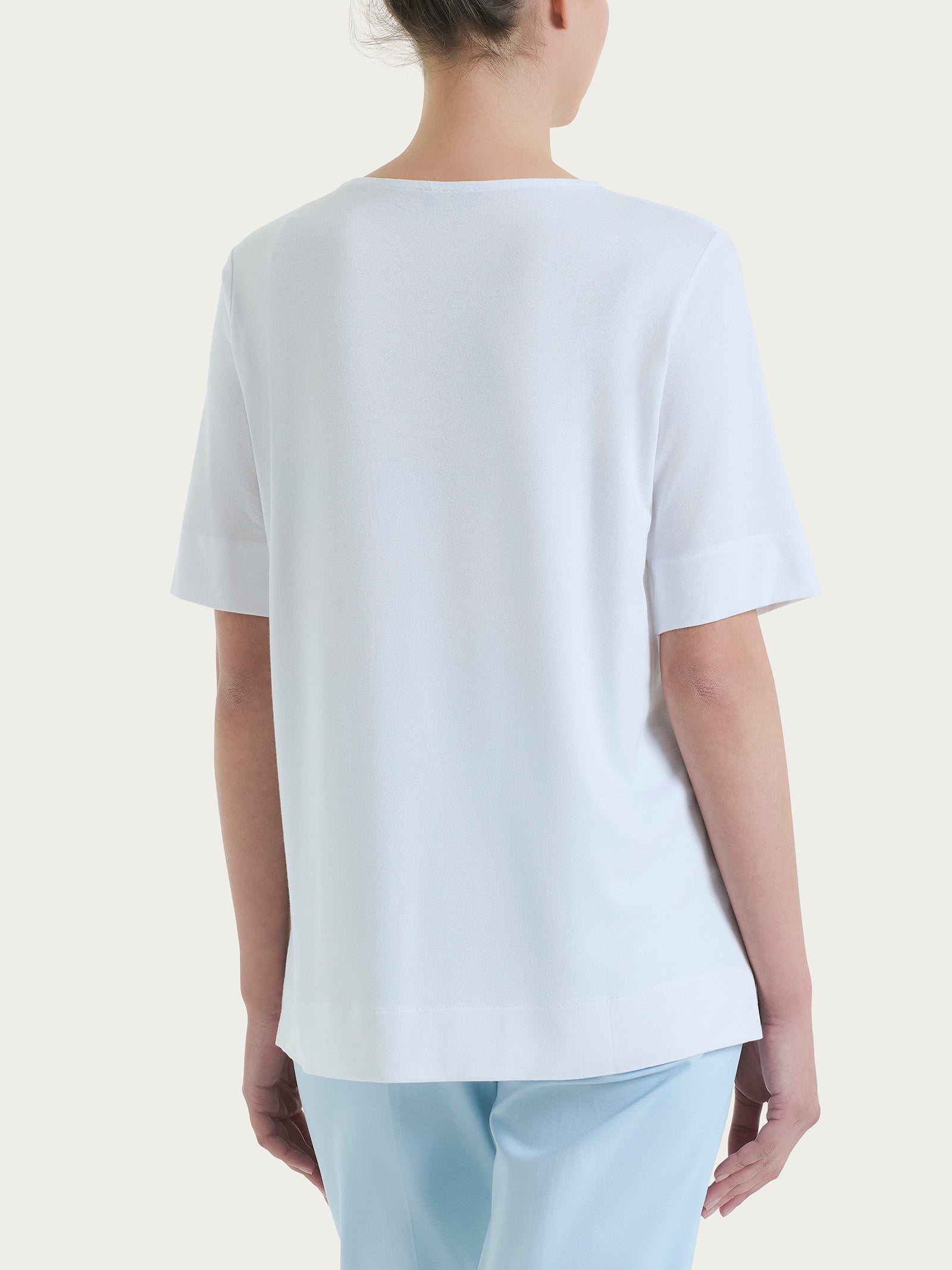 Ragno Viscosa Summer Scollo a V Maglietta Donna Bianco