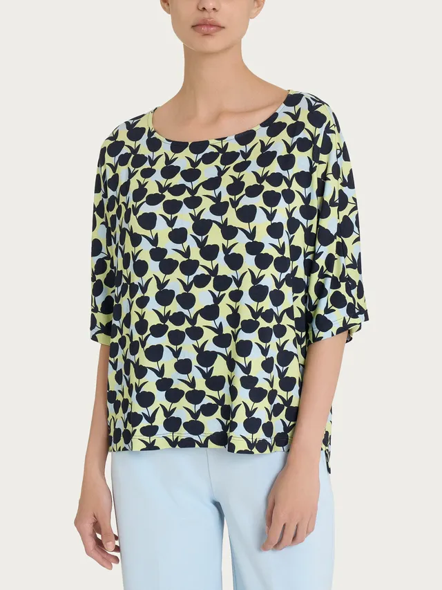 Ragno Viscosa Summer Blusa girocollo tulips Shadow Lime viscosa