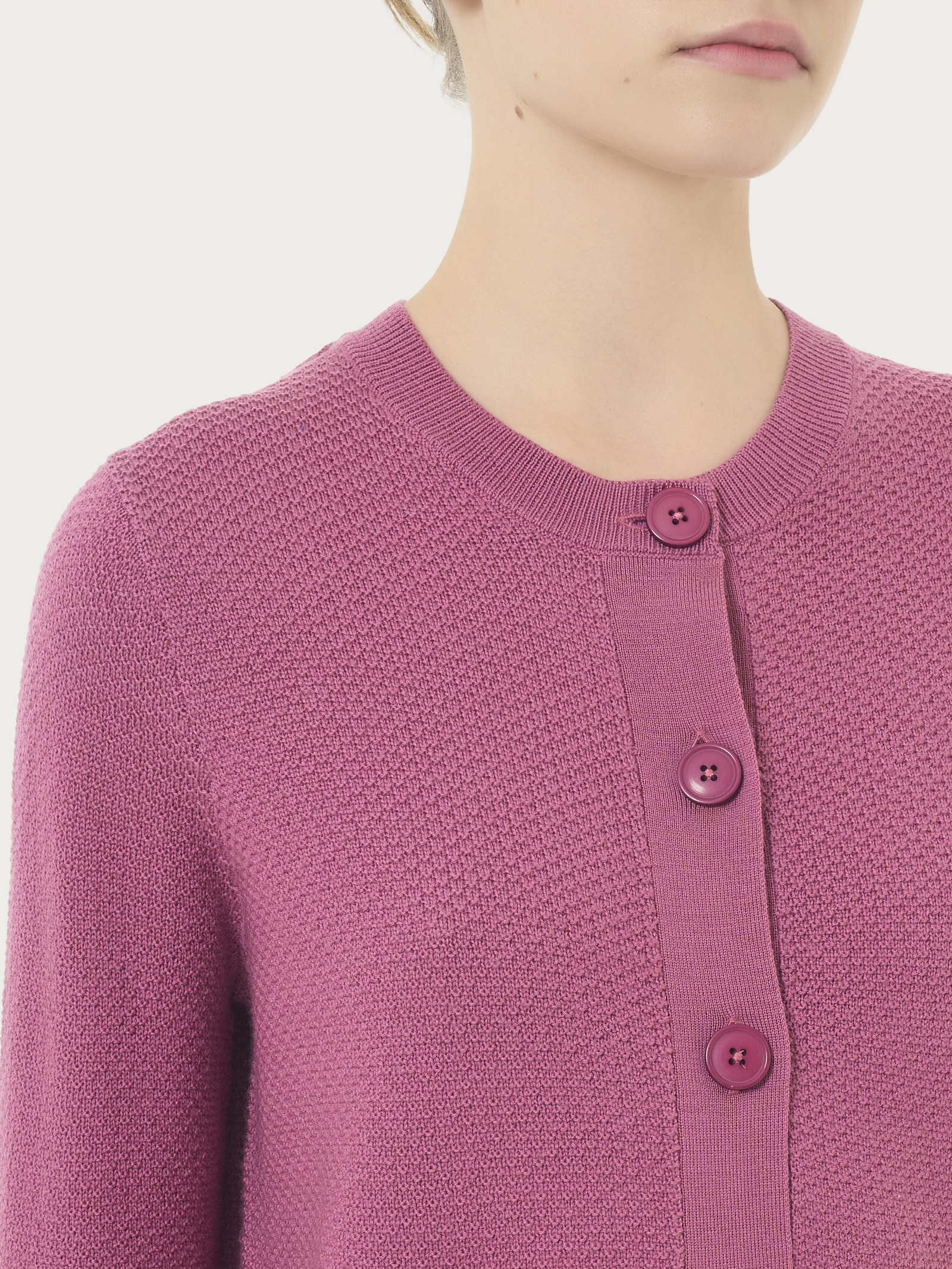 Ragno Merino Soft cardigan corto pura lana red violet