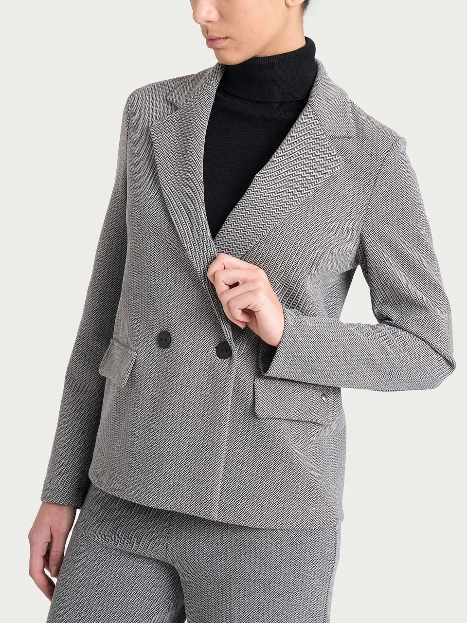 Ragno Compact Blazer Doppiopetto Spigato Marrone