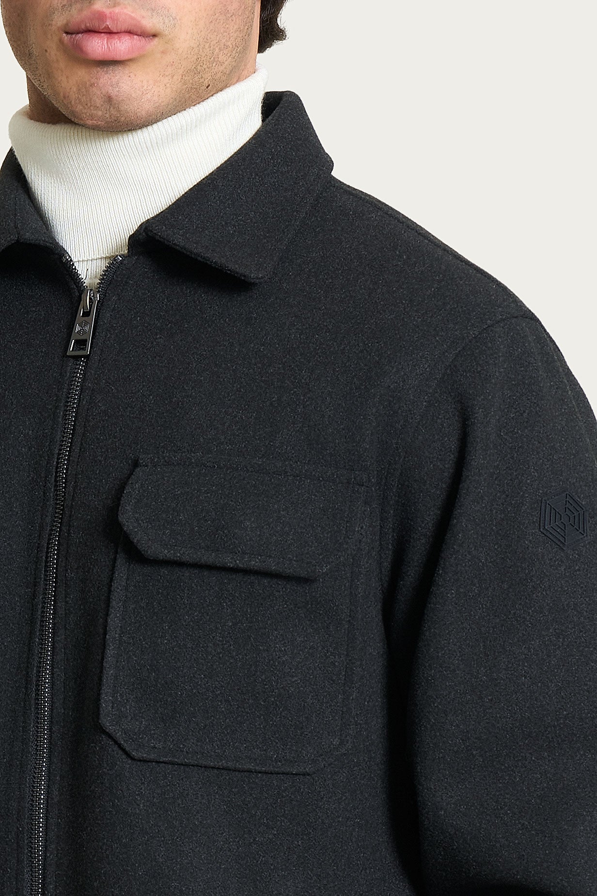Ragno Vegan Wool collo camicia giacca uomo oscuro mel