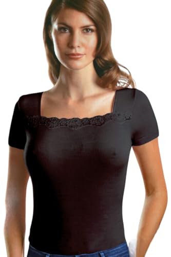 Lady C maglia donna manica corta lana microfibra costina
