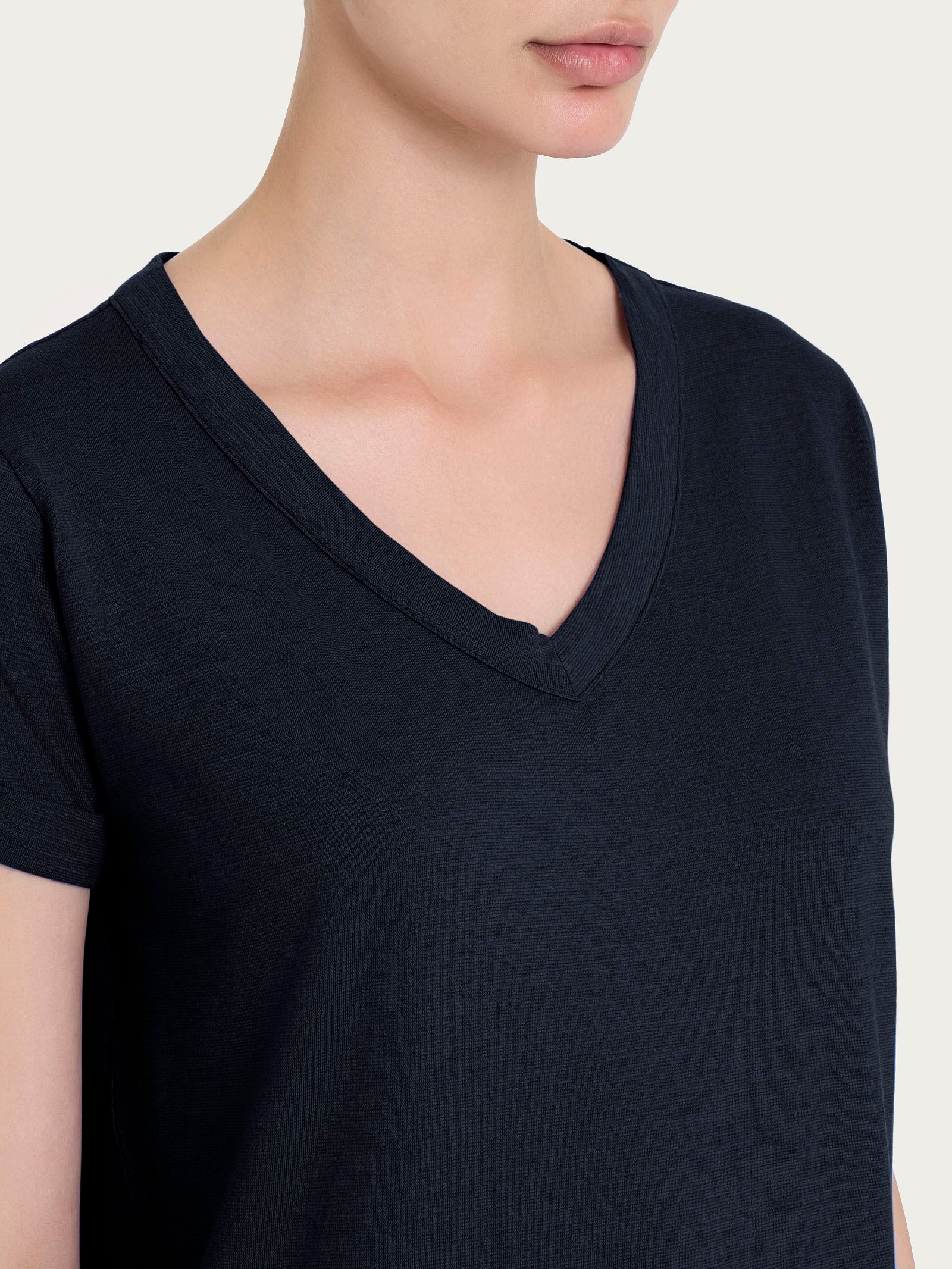 Ragno Jersey di Cotone scollo a V t-shirt blu Bleu