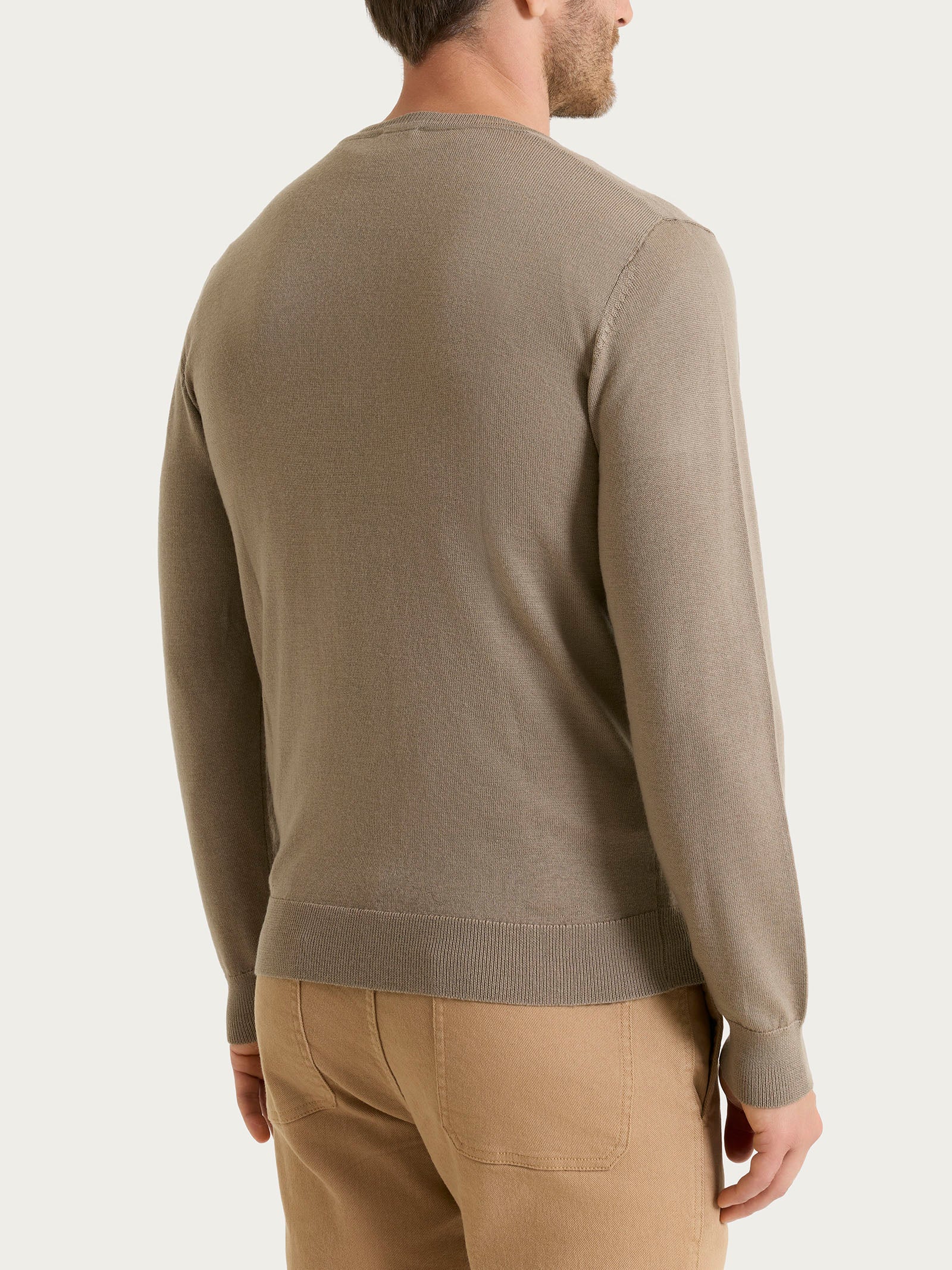 Ragno Merino Soft pull scollo V uomo Weathered Teak pura lana