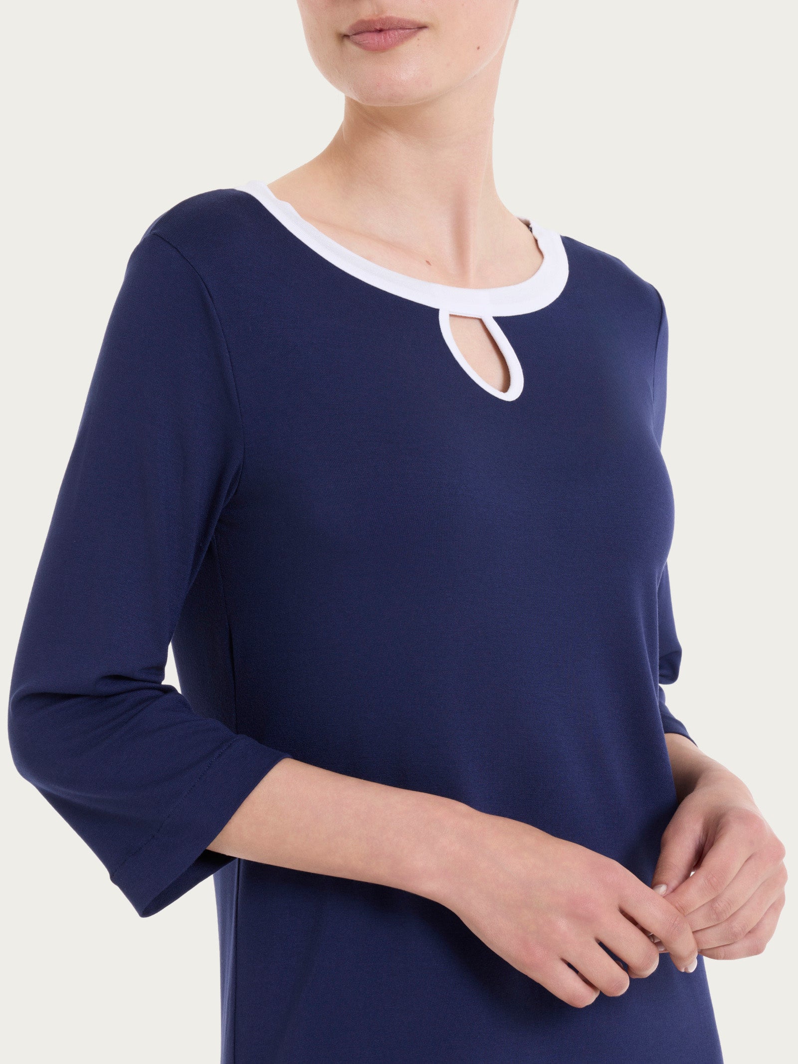 Ragno Viscosa Summer abito scollo a goccia blu manica 3/4