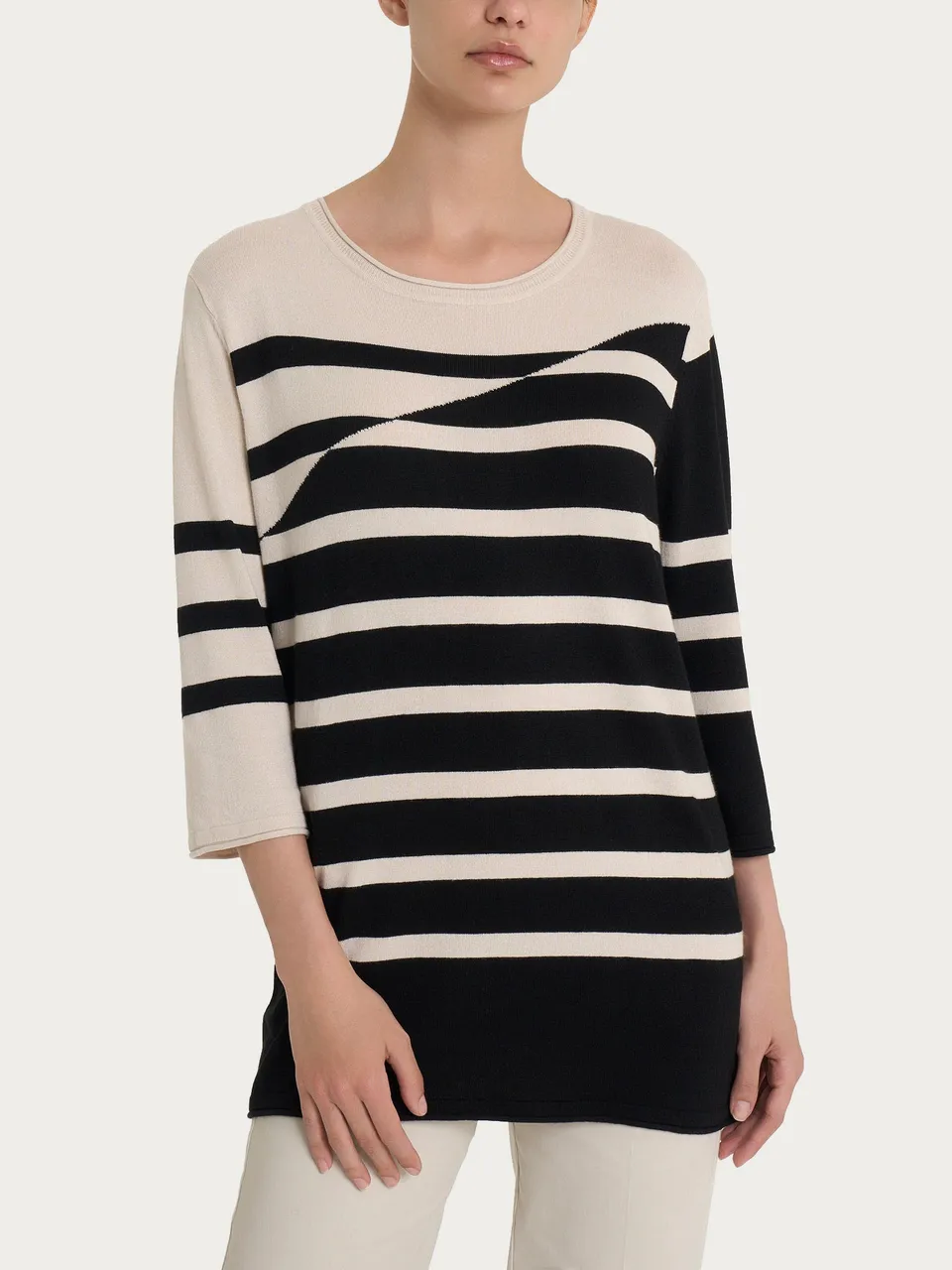 Ragno Summertime Maglia Girocollo Righe 3/4 Champignon
