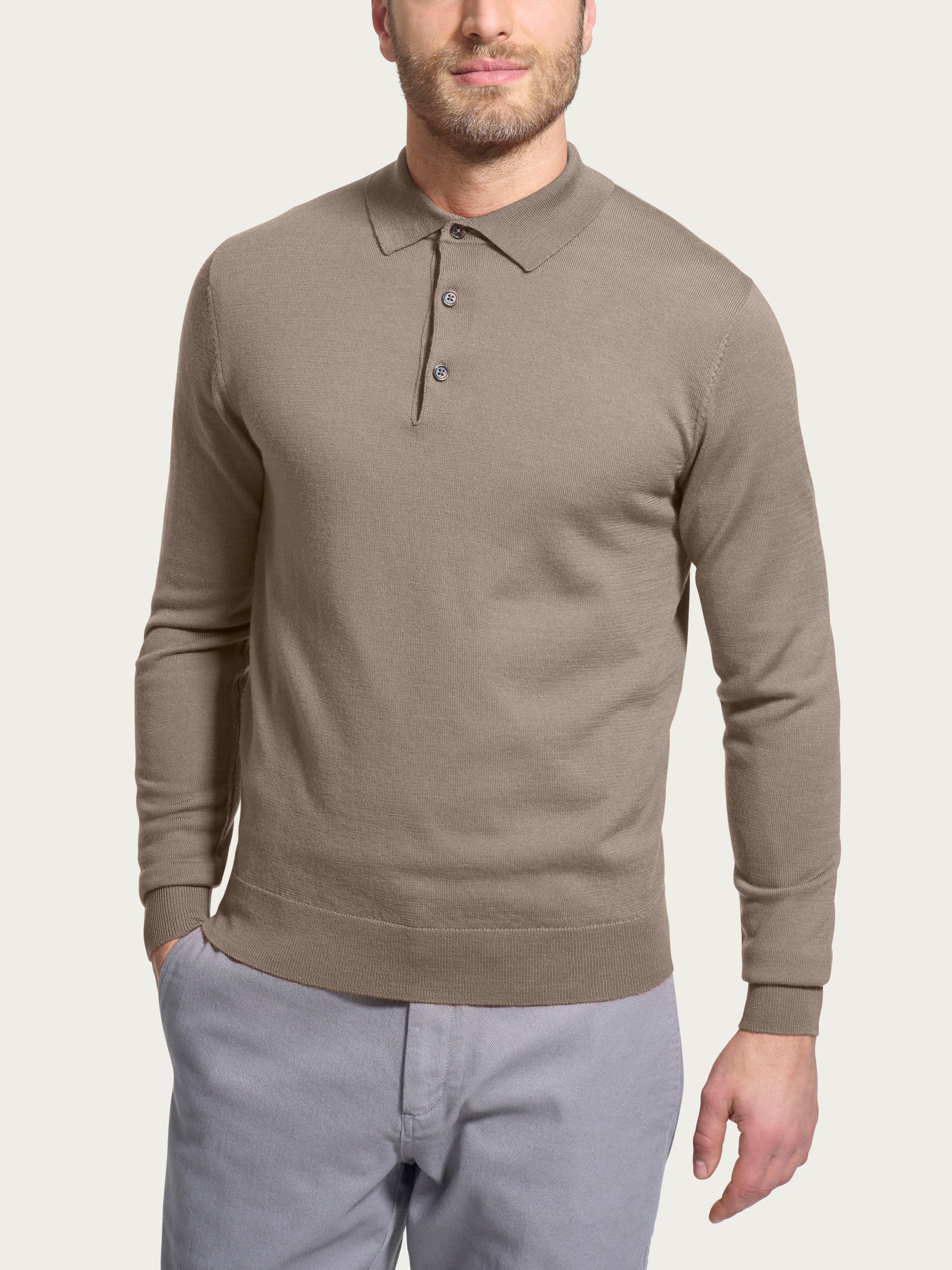 Ragno Merino Soft polo lana uomo Weathered Teak pura lana
