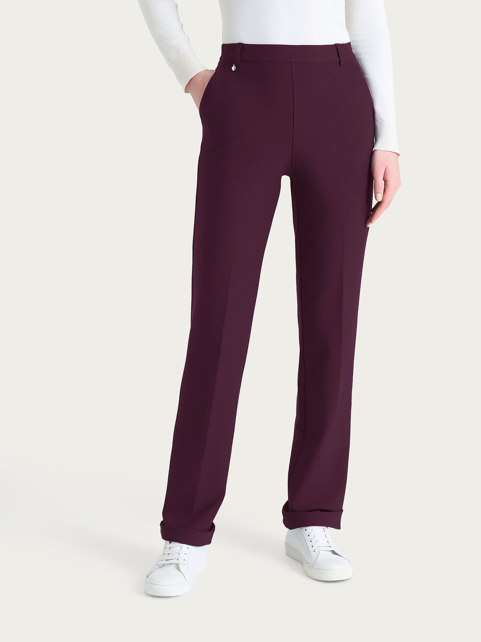 Ragno Compact Pantalone Ampio Fig Risvolto Viscosa