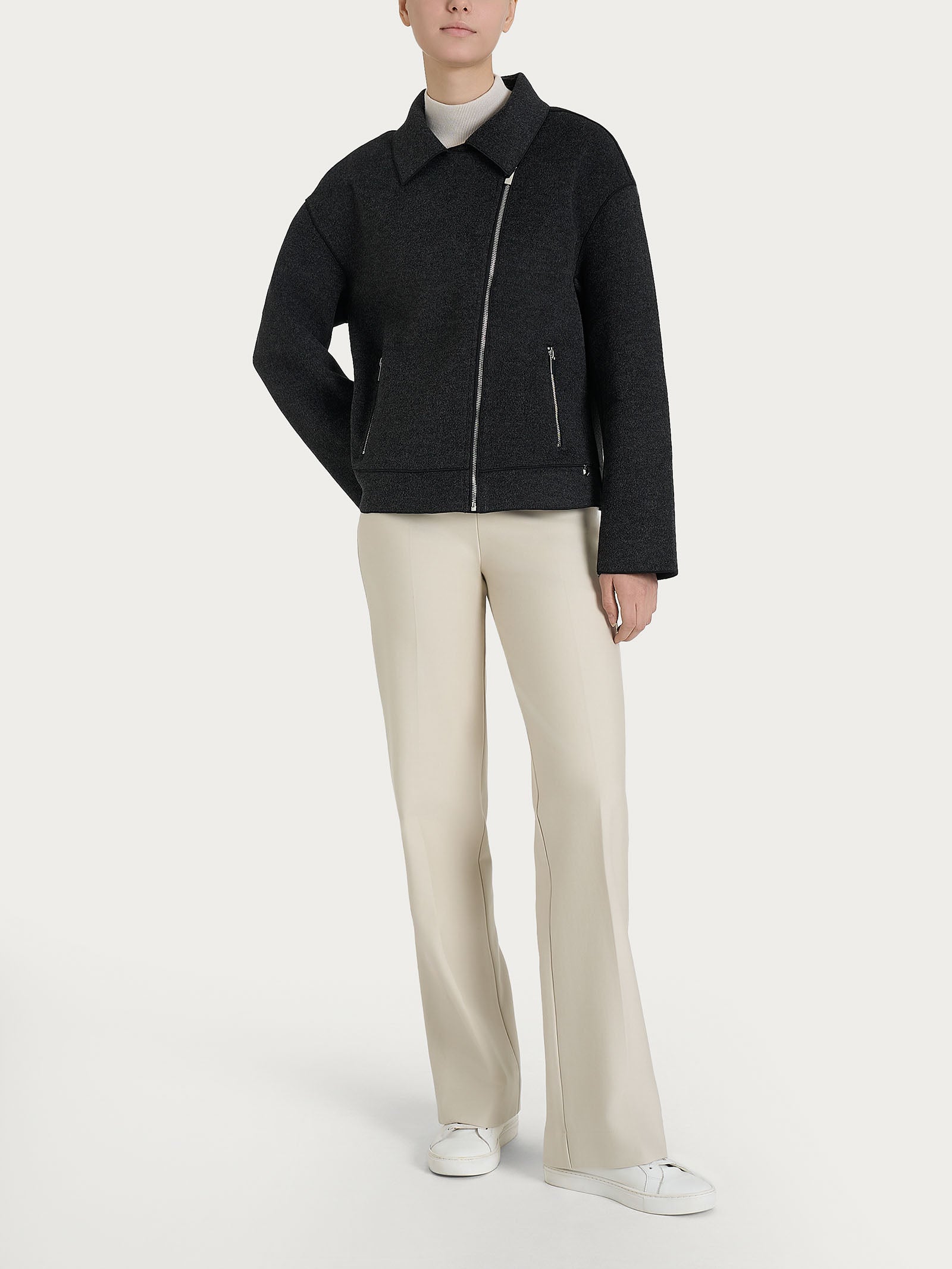Ragno Vegan Wool Giacca Chiodo scura con zip
