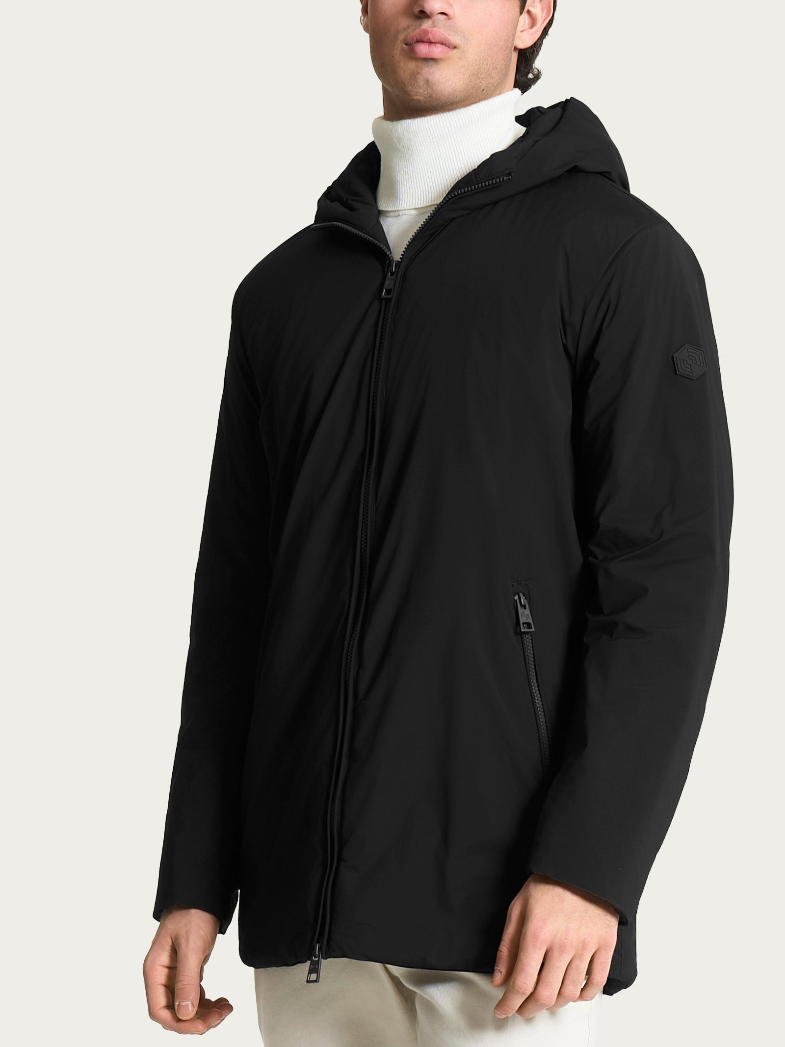 Ragno piumino parka uomo lana con cappuccio Nero