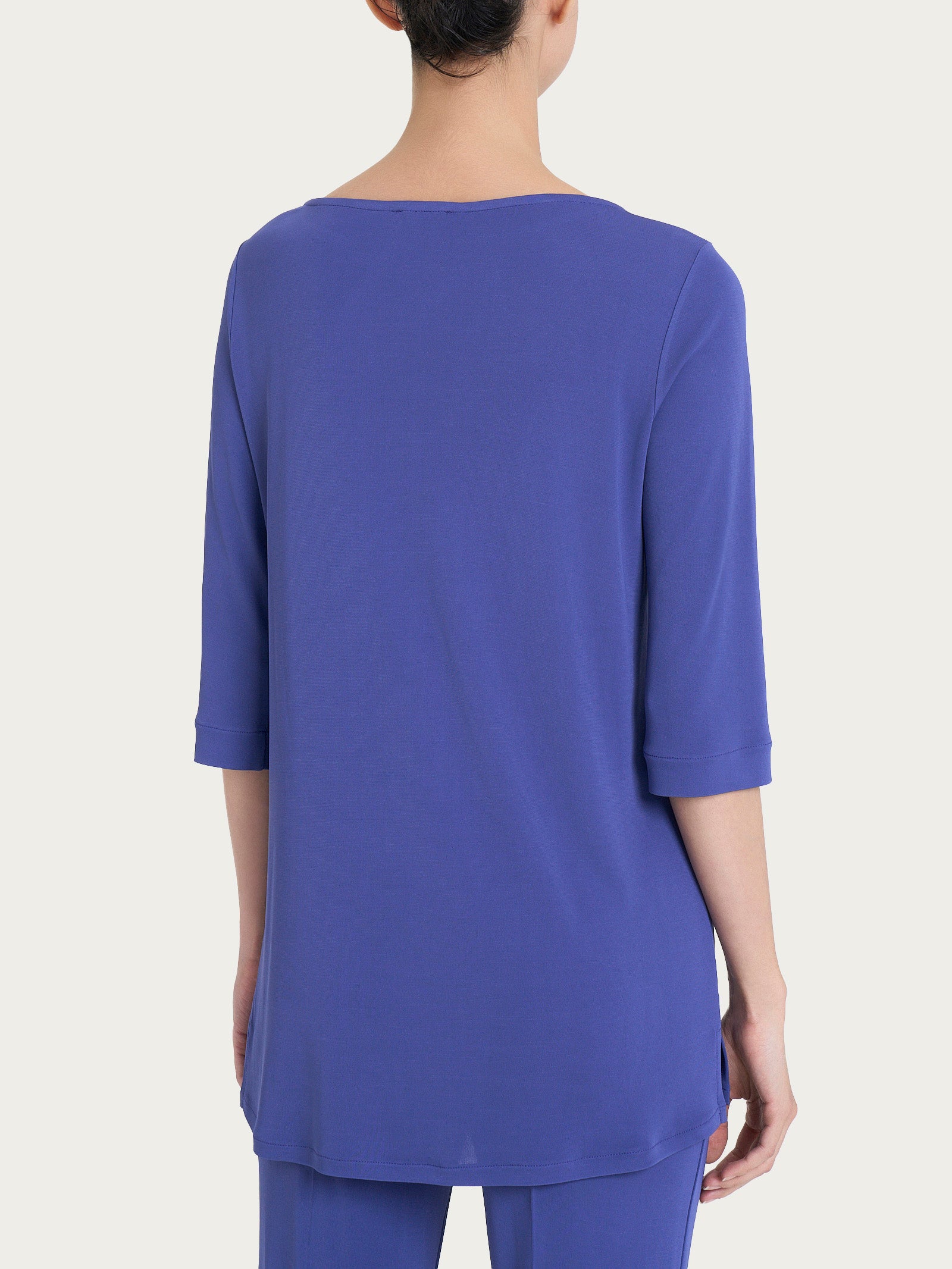 Ragno Crepe Satin maglia manica 3/4 Skipper Blue viscosa