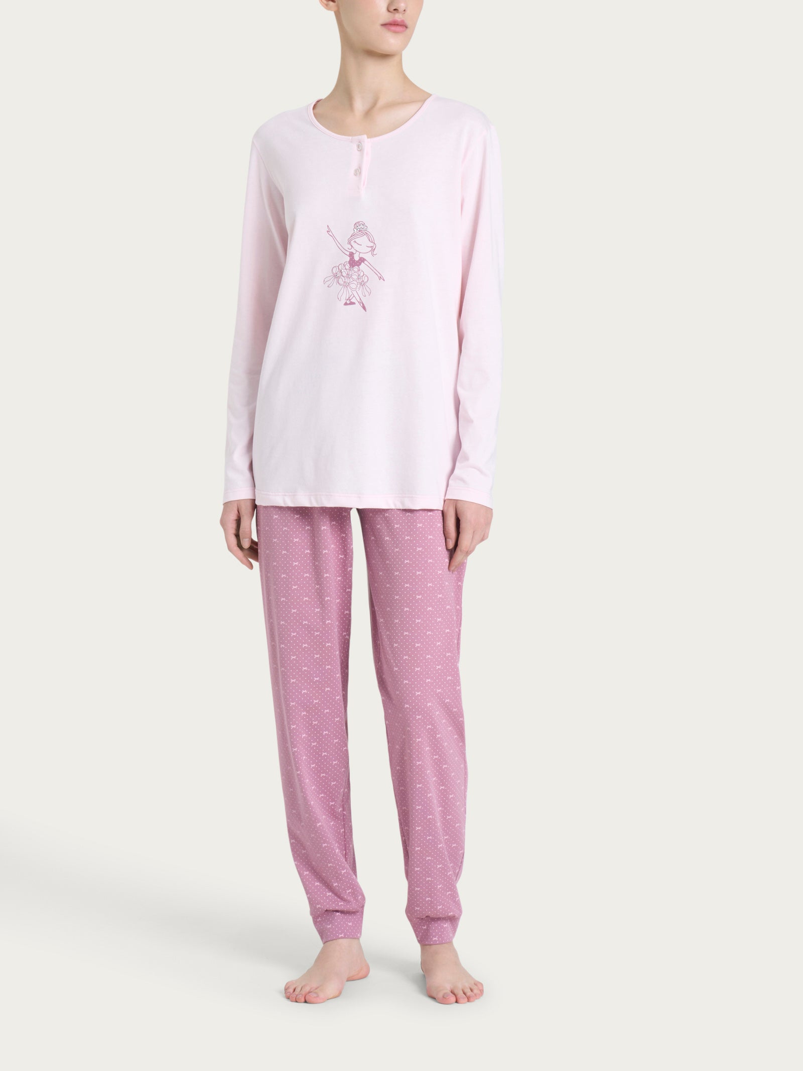 Ragno Jersey Cotone pigiama serafino Pink a boo cotone