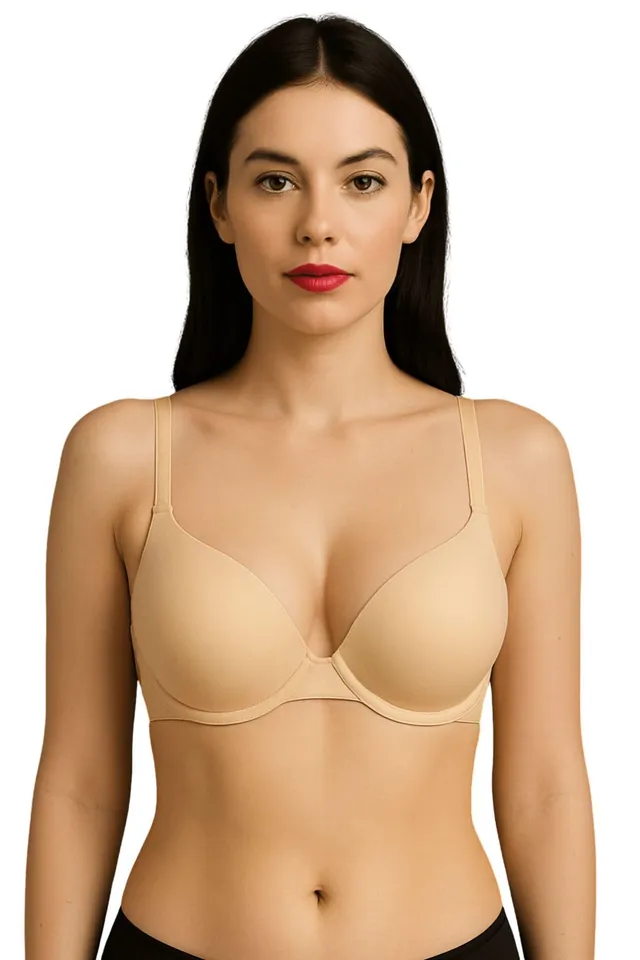 Lady C Microfibra Super Push-Up Reggiseno Beige 1B Volume