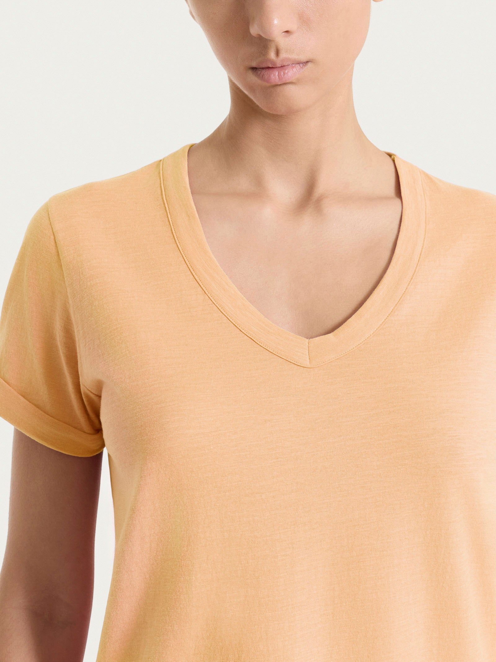 Ragno Jersey Cotone t-shirt scollo V pesca soft