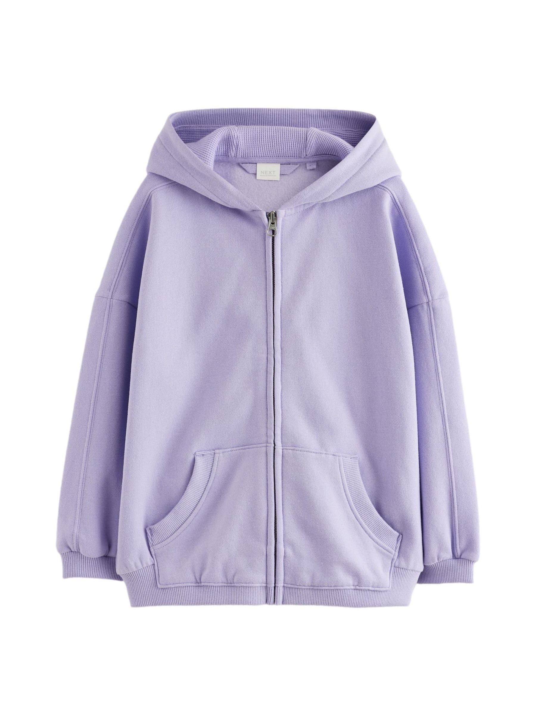 Next felpa ragazza zip viola con cappuccio Dusky Purple