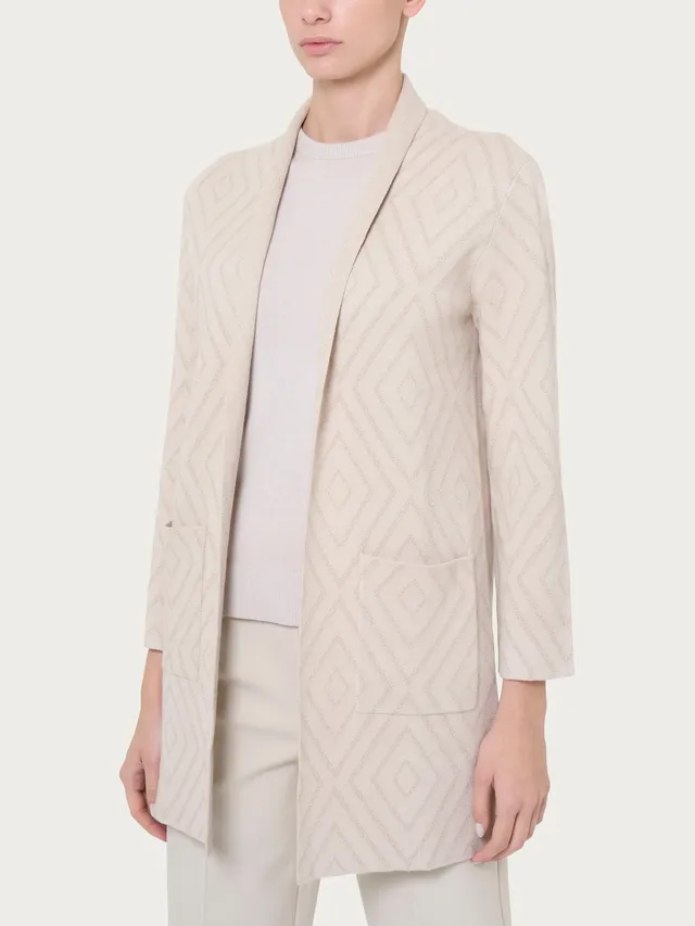 Ragno Four Seasons Cardigan Lungo Aperto Champignon Rombi
