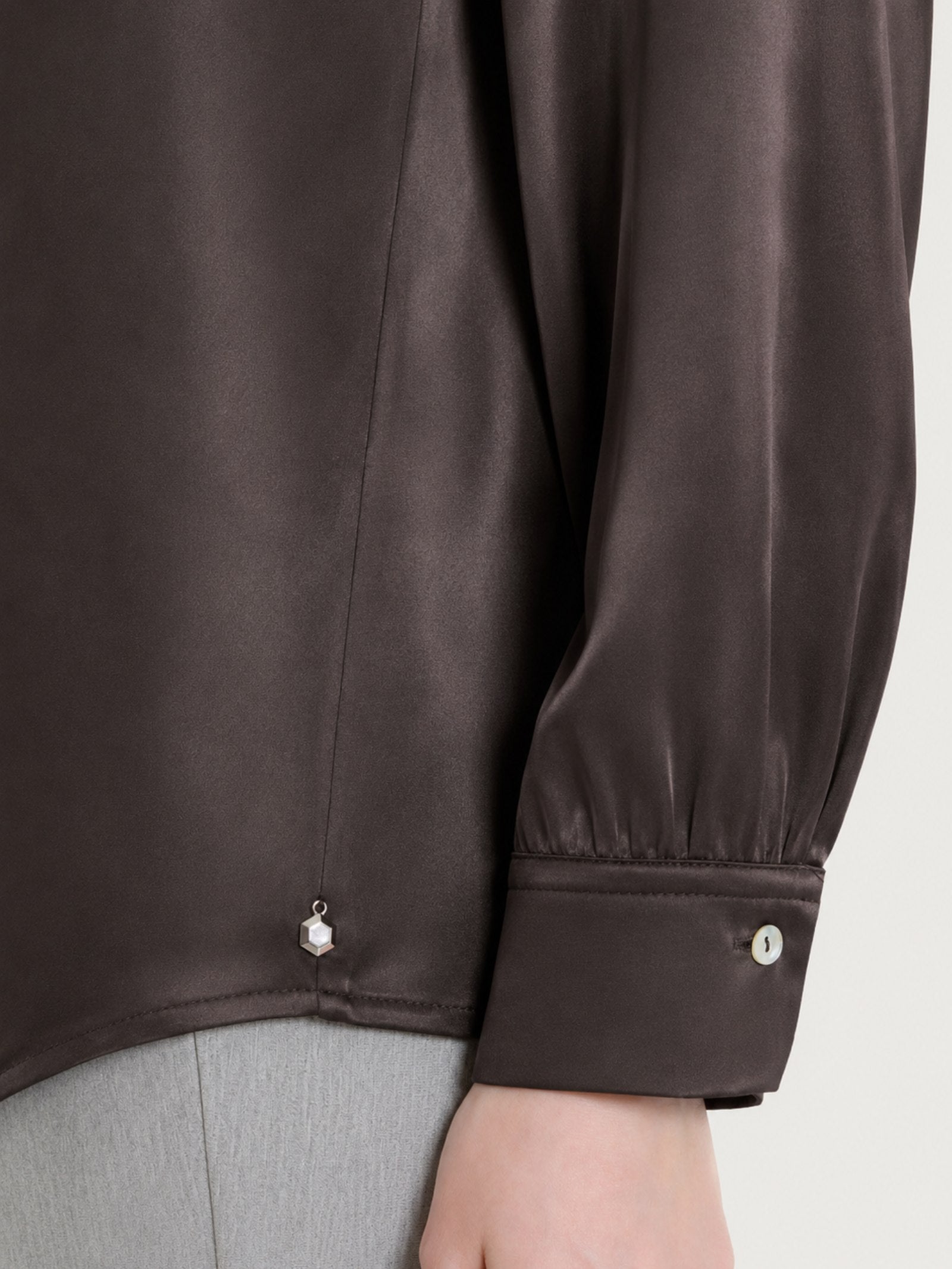 Ragno Stretch Satin Camicia manica lunga Chocolate Torte viscosa