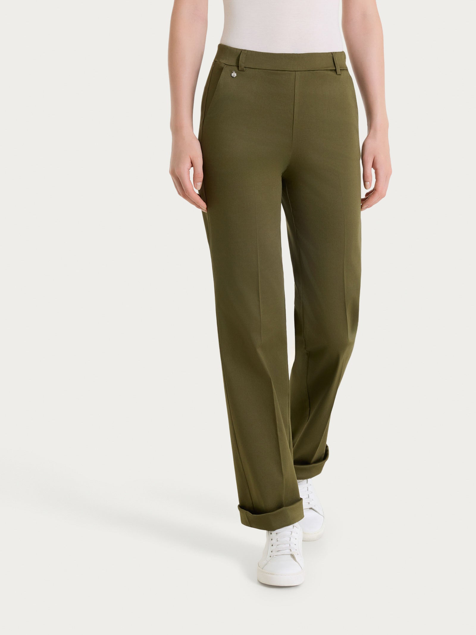 Ragno Satin Power Pantalone Dritto pantalone dark olive cotone