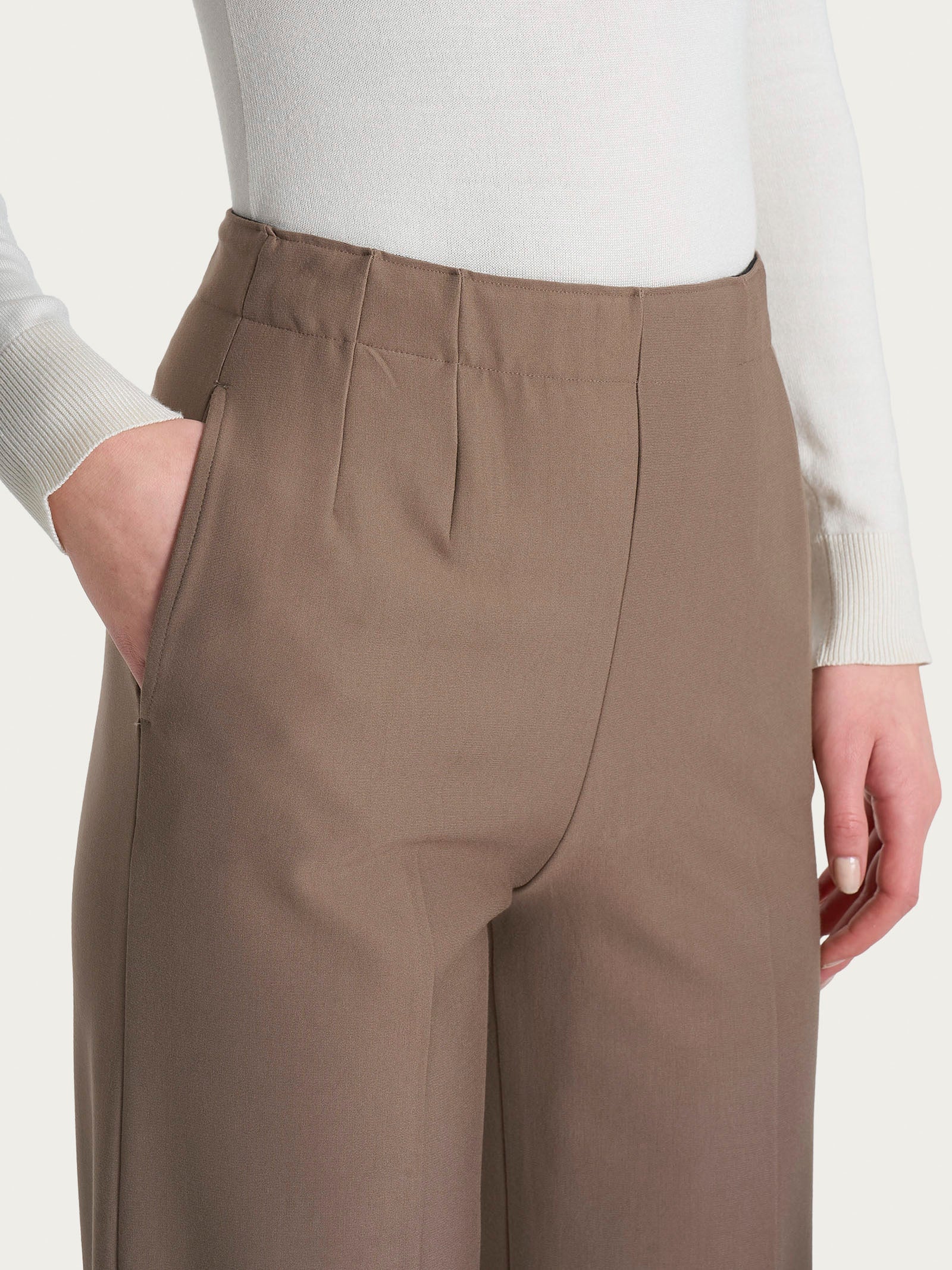 Ragno Compact pantalone ampio marrone viscosa
