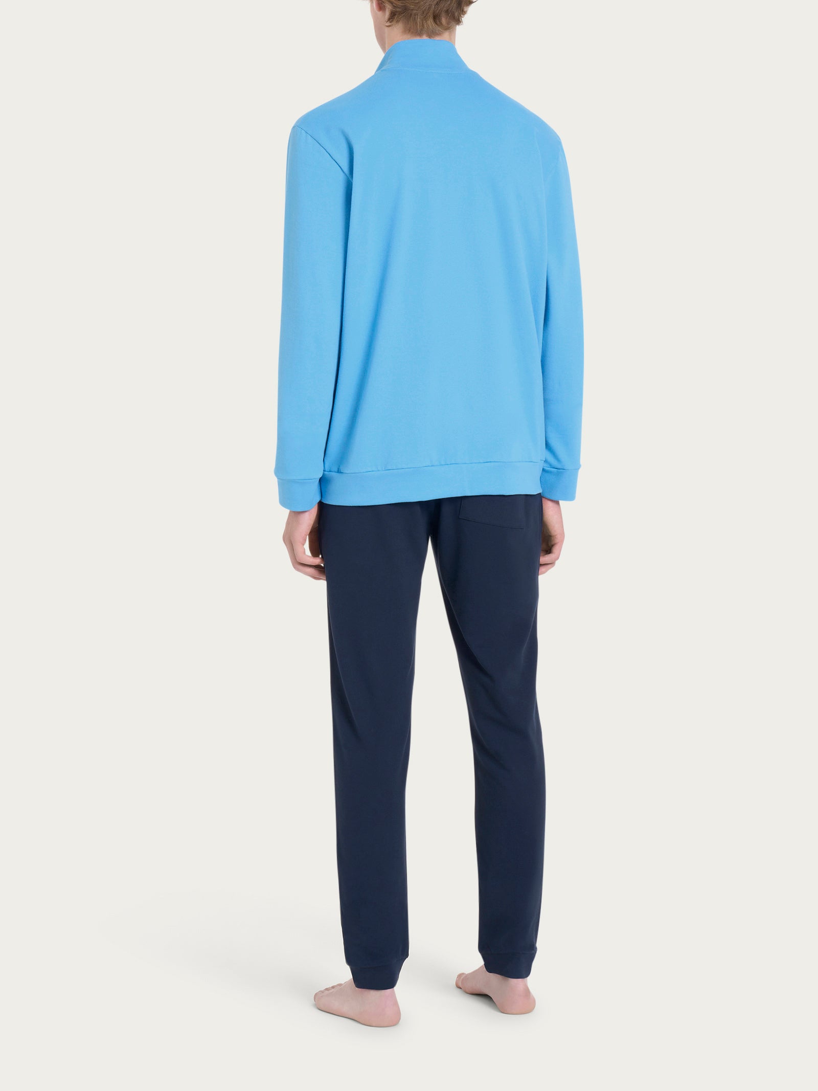 Ragno Eco Cotton pigiama tuta aperta azzurro cotone piquet