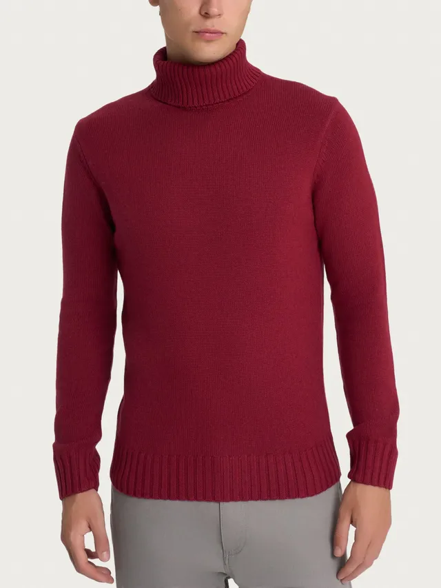 Ragno Merino Soft Dolcevita Collo Roule uomo lana Tibetan Red
