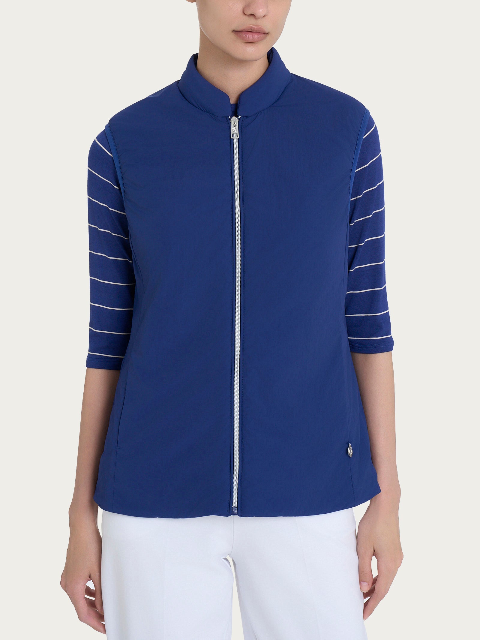 Ragno Piumerino Smanicato 100 Grammi Gilet Blueberry Leggero