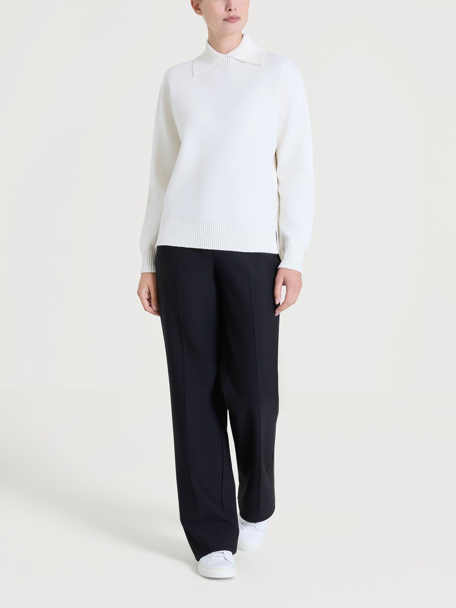 Ragno Super Soft Maglia Collo Alto Avorio con Spacco