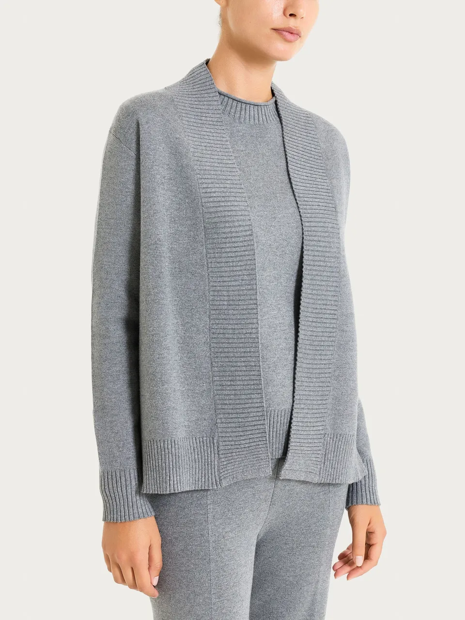Ragno Super Soft cardigan aperto ferro melange