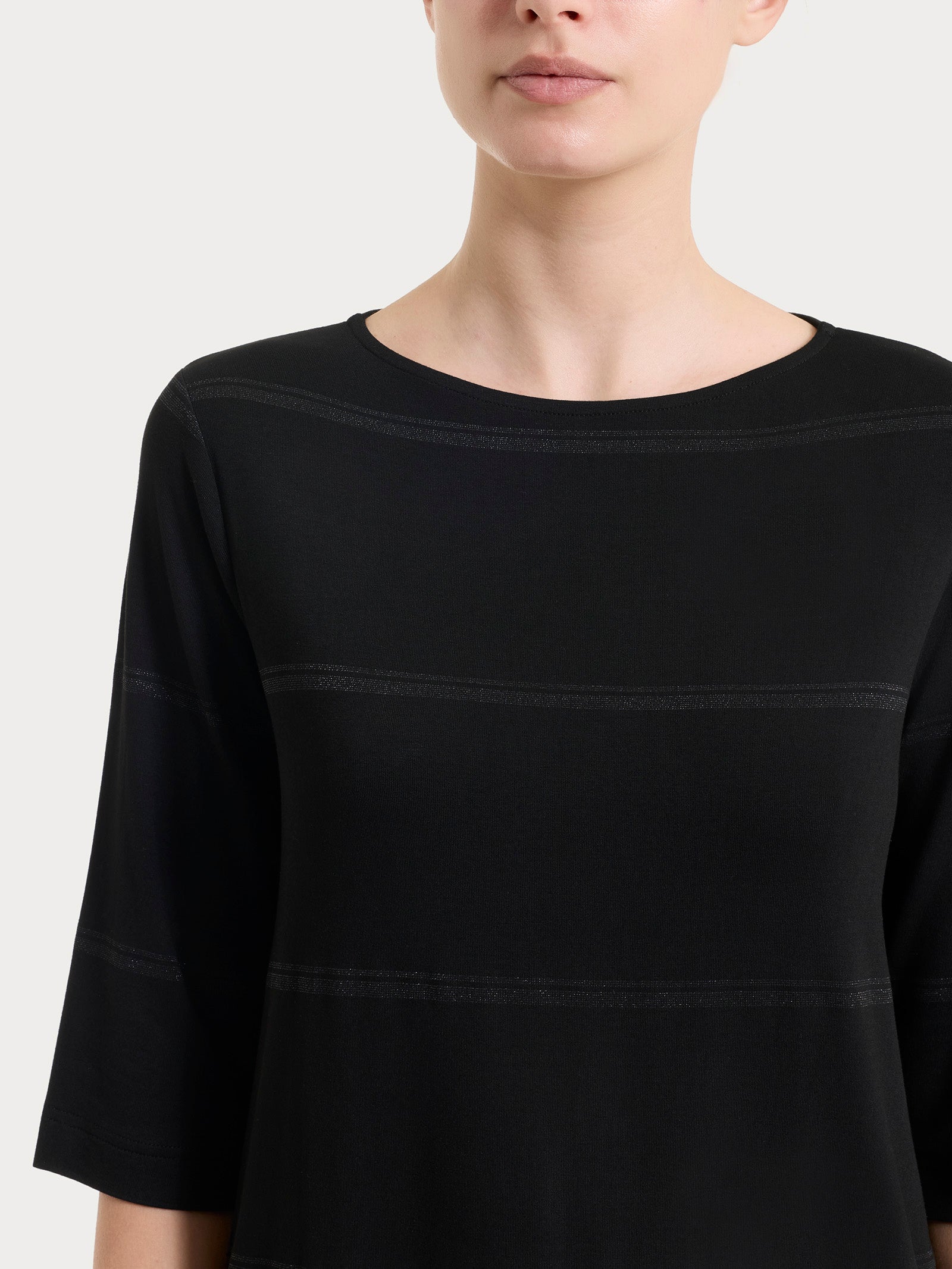 Ragno Viscosa Summer Maglietta righe Lurex Nero
