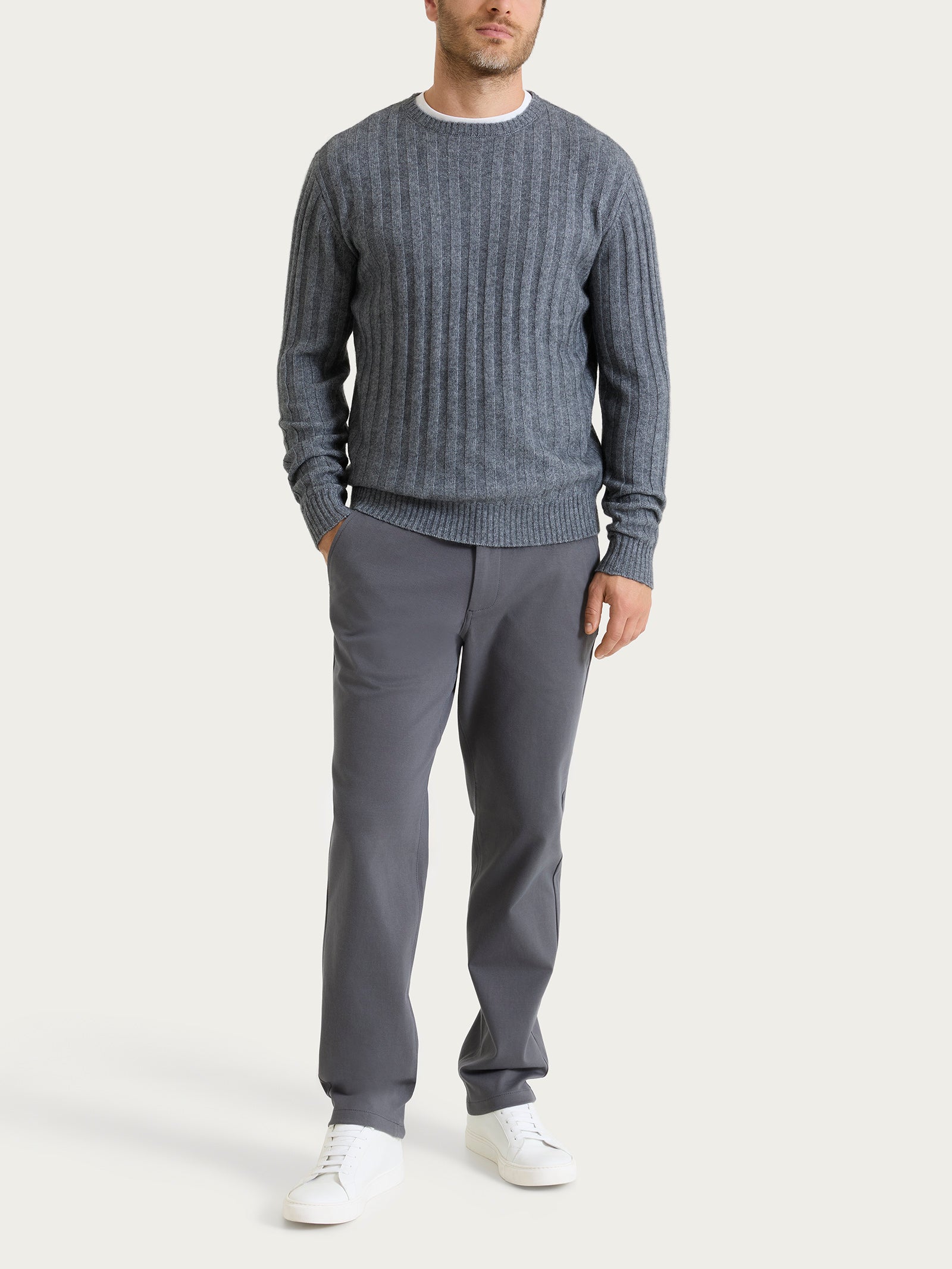 Ragno pull girocollo costa piatta maglia ferro melange calda