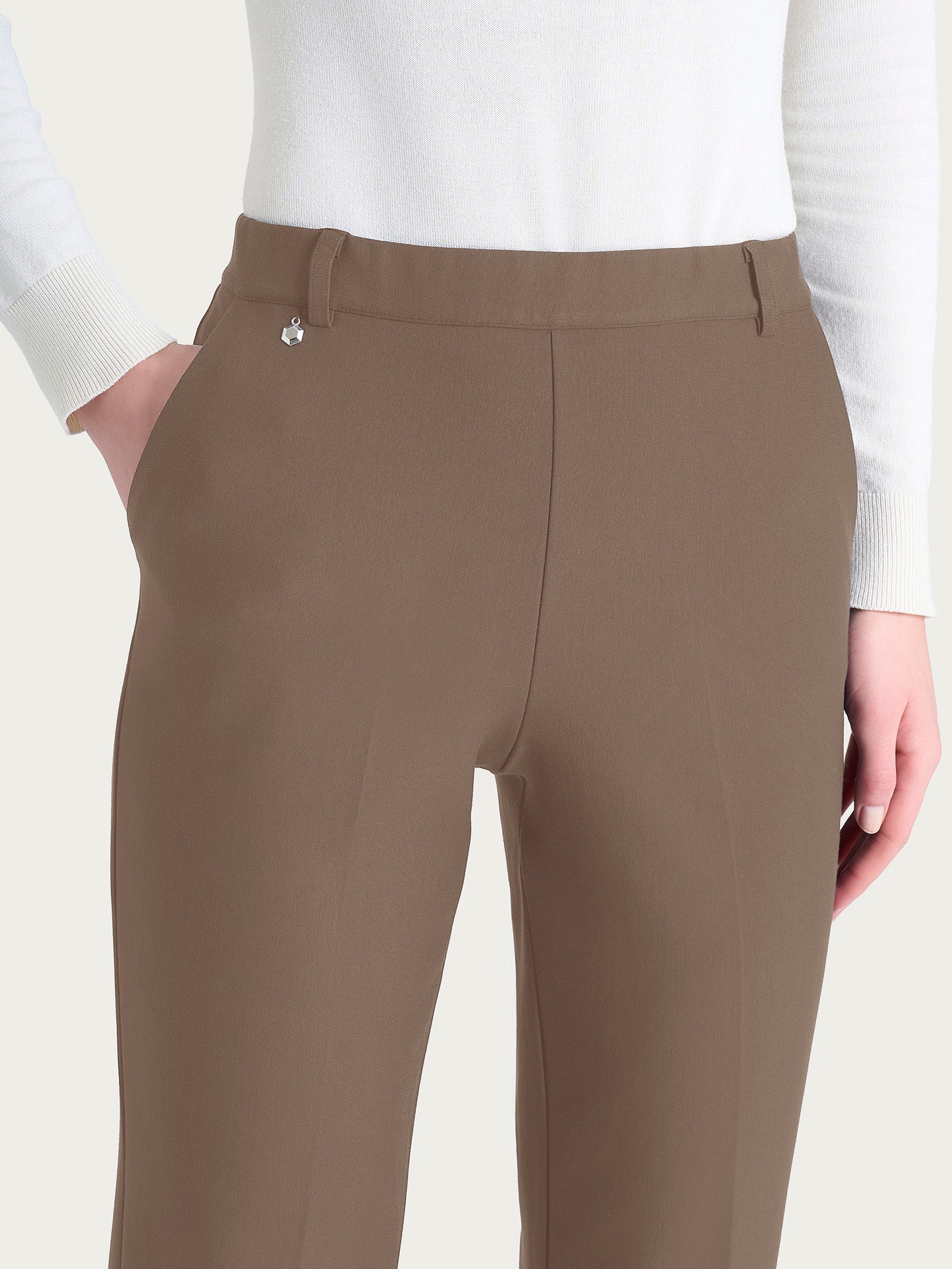 Ragno Compact The Wide Leg pantalone Pine Bark con tasche