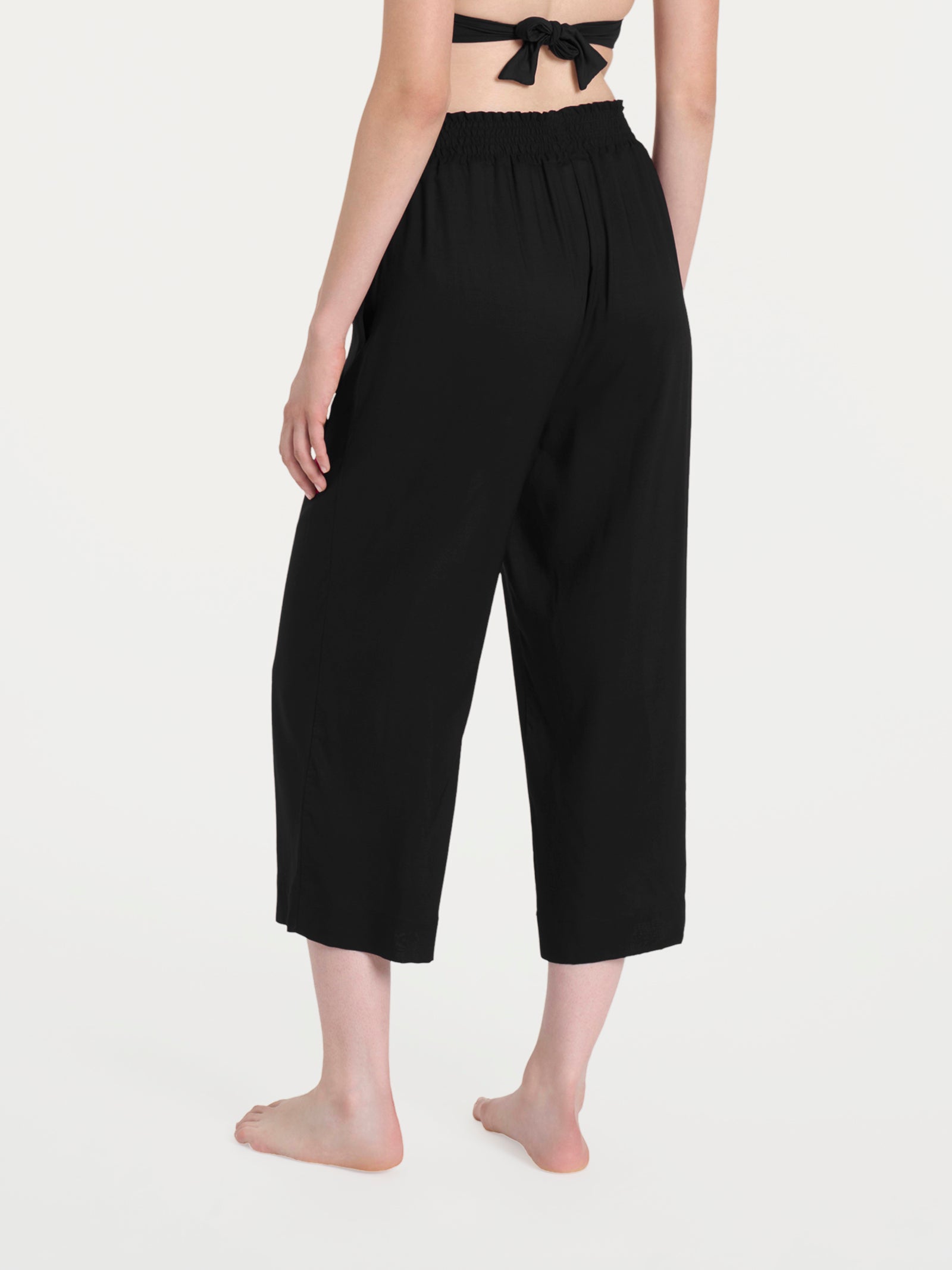 Ragno Ecoseta Pantalone Cropped Nero wide leg